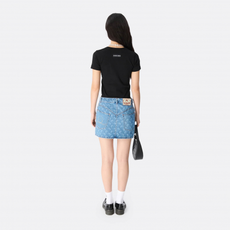 Marine Serre Moon Laser Denim Mini Skirt