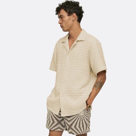 OAS Company Ecru Cuba Waffle Shirt