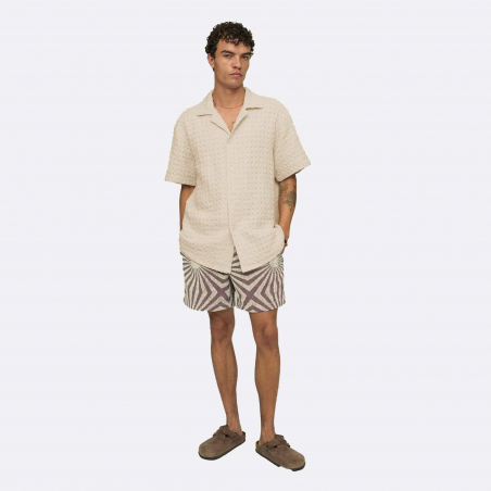 OAS Company Ecru Cuba Waffle Shirt