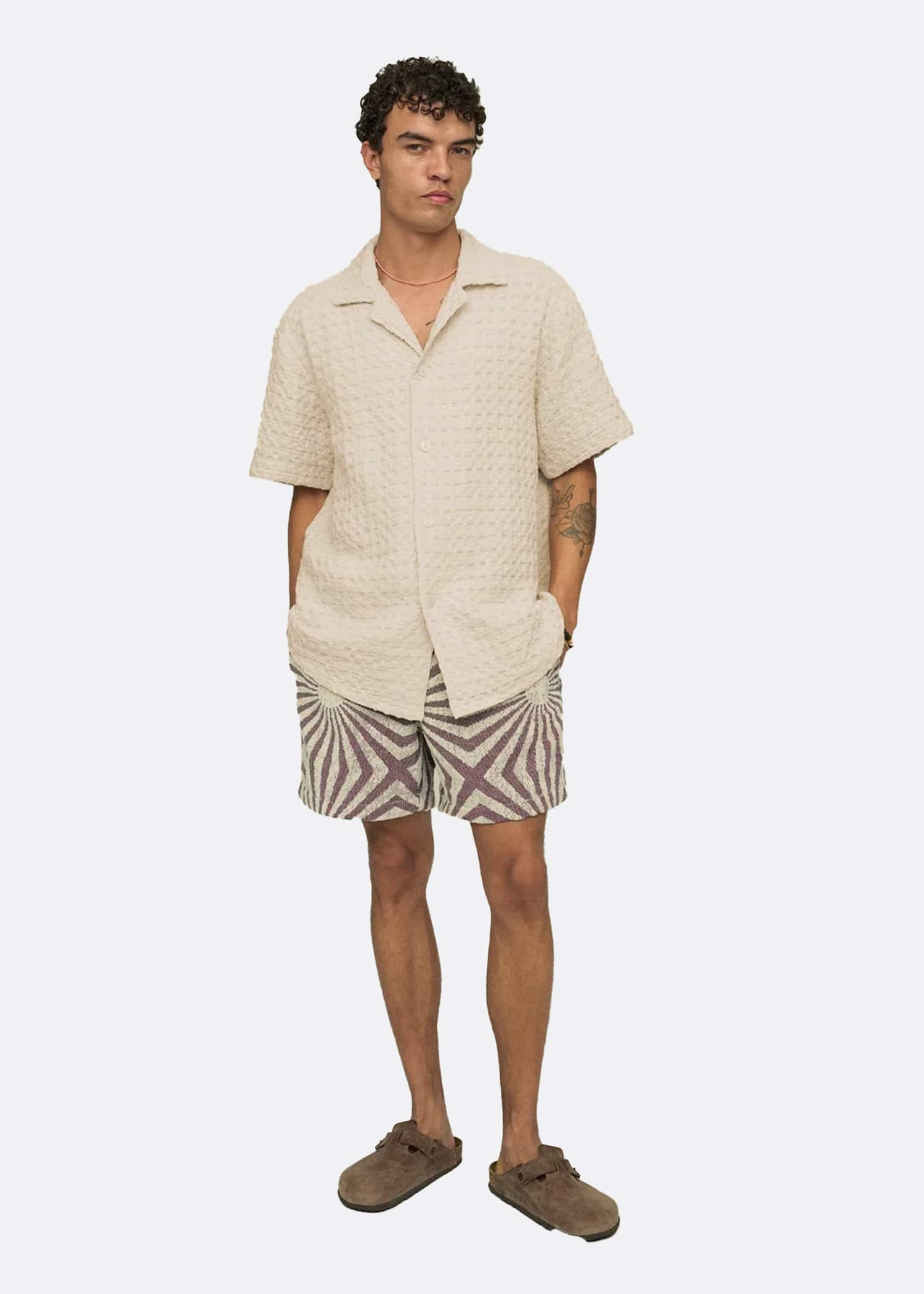 OAS Company Ecru Cuba Waffle Shirt