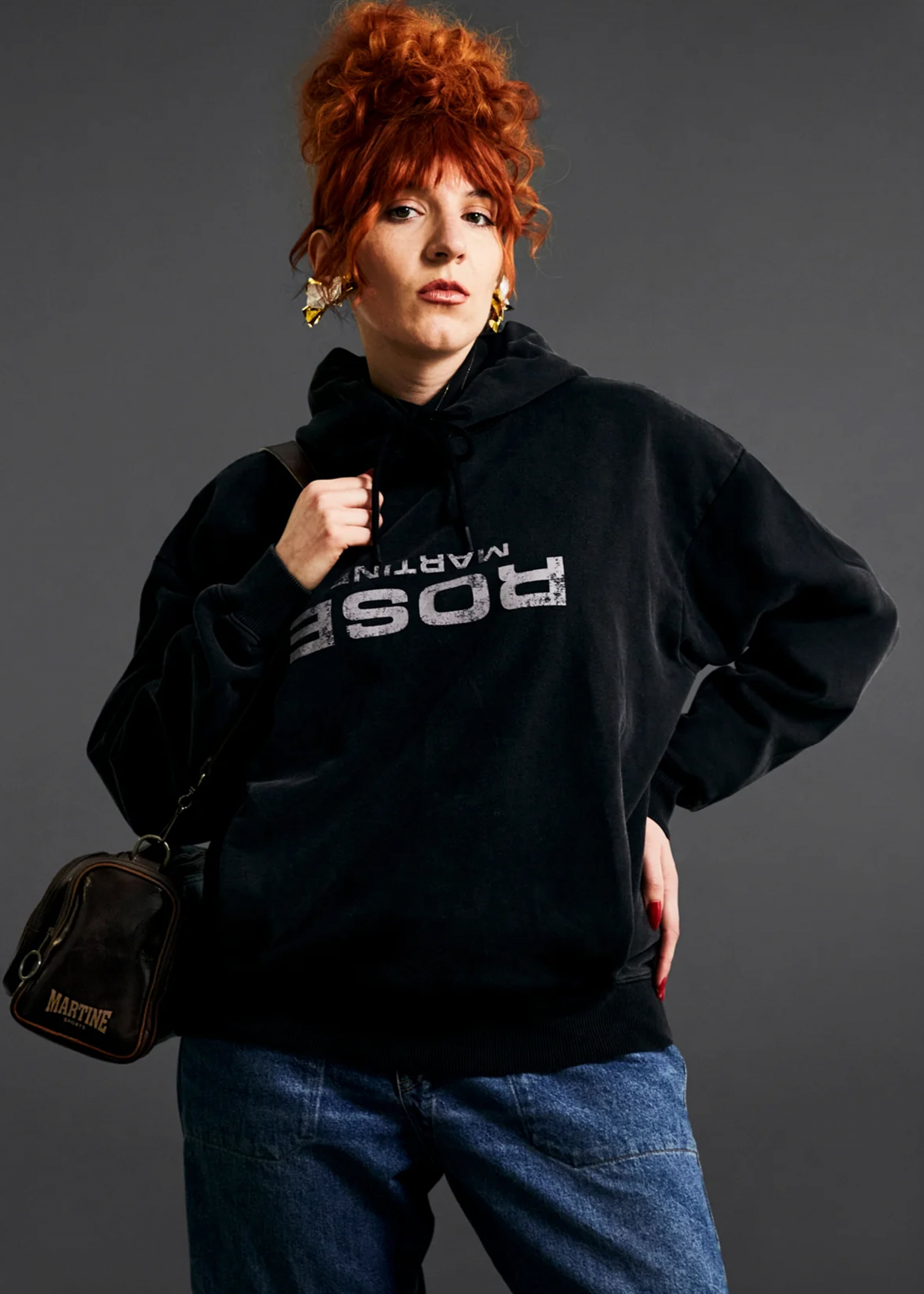 Martine Rose Black Classic Logo Print Hoodie