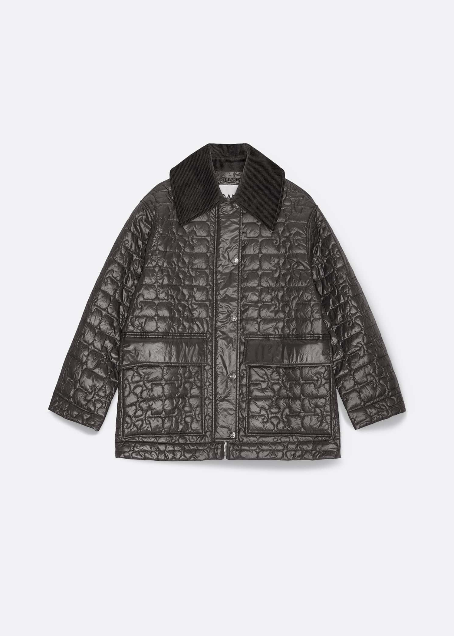 GANNI Shiny Quilt Midi Jacket
