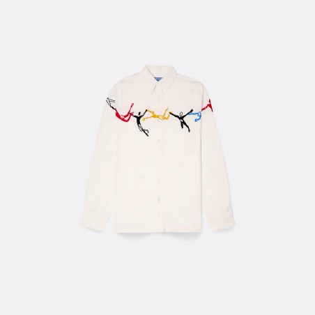 Embroidered Figures Button Up Shirt