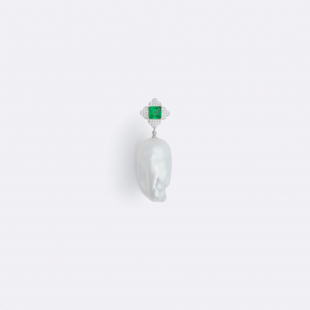 Baroque Pearl Green-Zirconia Earring