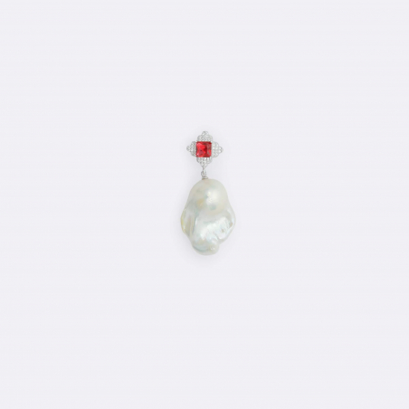 Baroque Pearl Red-Zirconia Earring