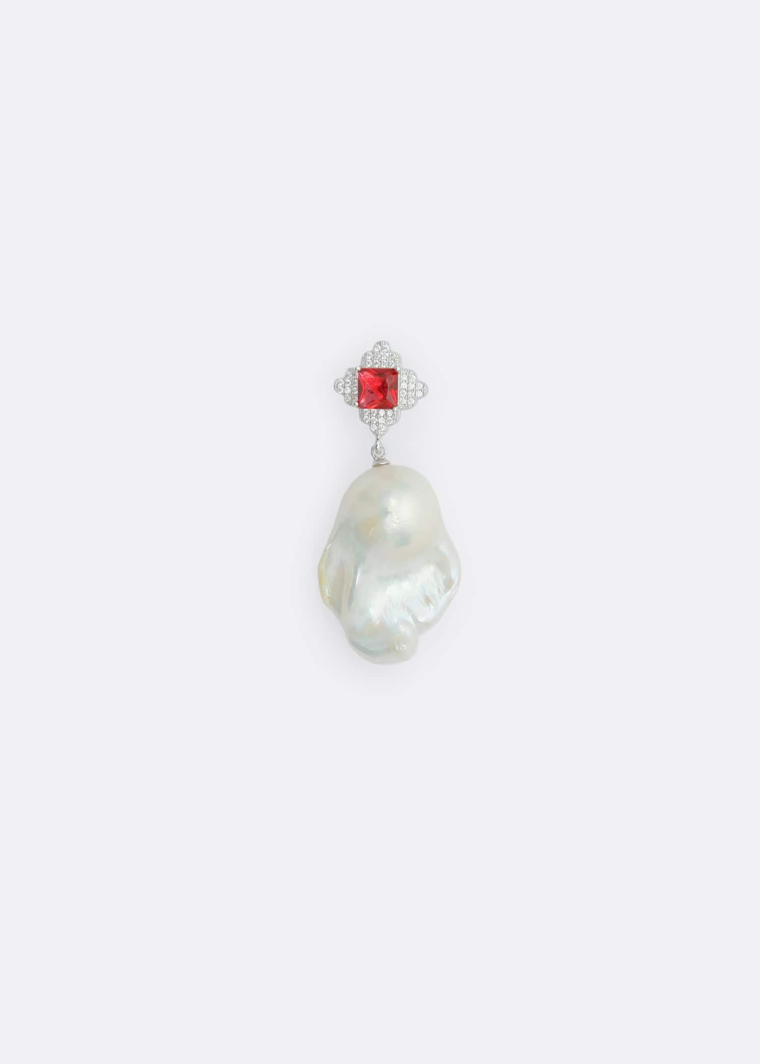 PRAWN Family Baroque Pearl Red-Zirconia Earring