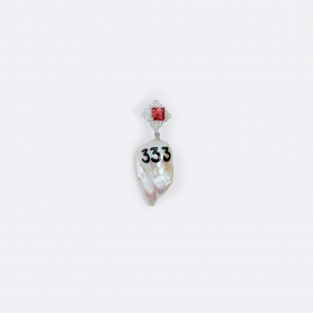 PRAWN Family Baroque Pearl Red-Zirconia Earring