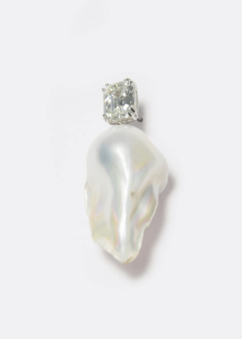 Baroque Pearl Square White Zirconia Ørering