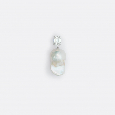 Baroque Pearl Square White Zirconia Ørering