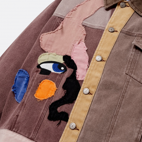 KidSuper Patchwork Face Colorblocked Twill Jacket KidSuper Patchwork Face Colorblocked Twill Jacket
