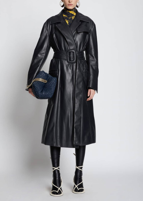 Leather Belted Trench Coat