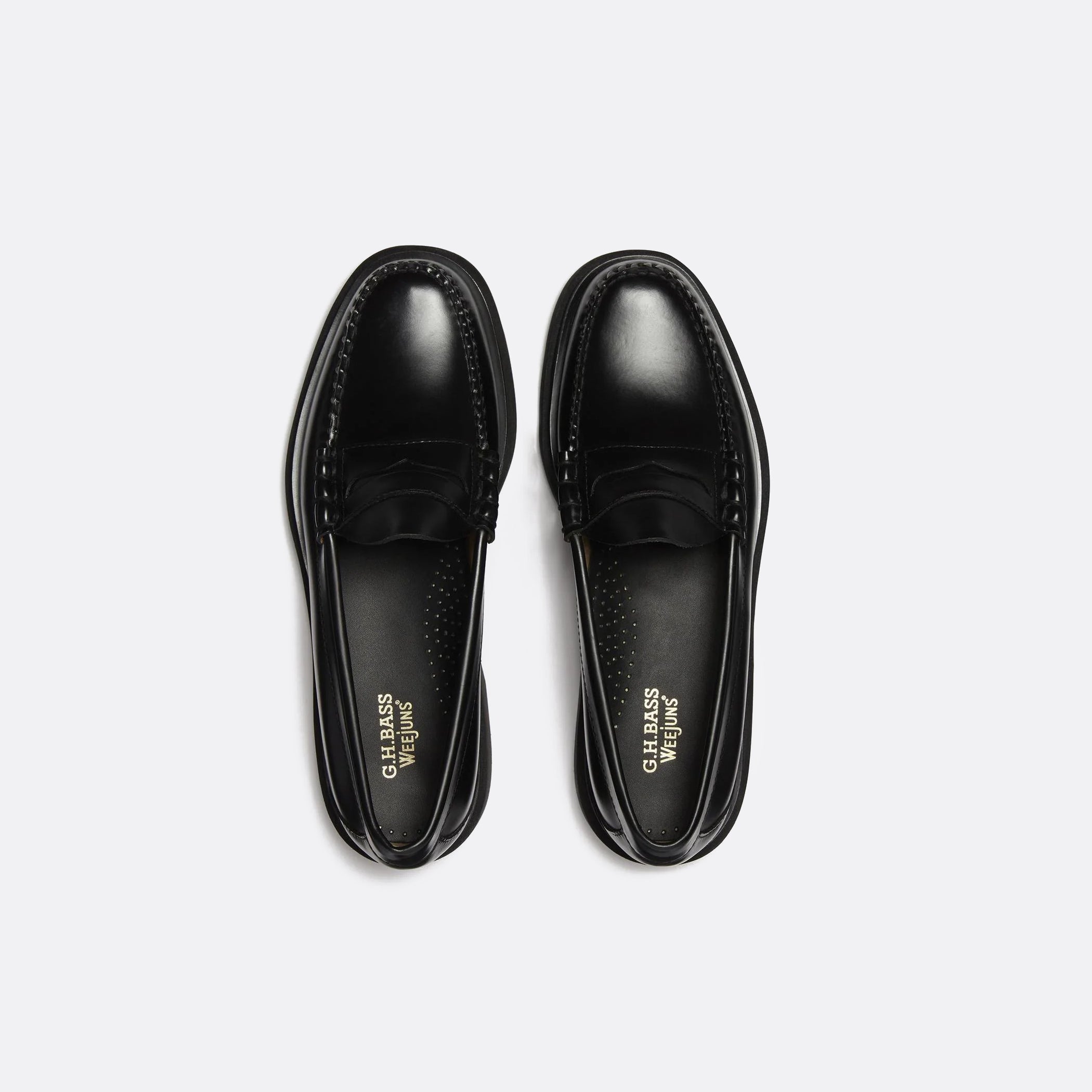 G.H Bass Weejuns Step Larson Penny Loafers in Black leather
