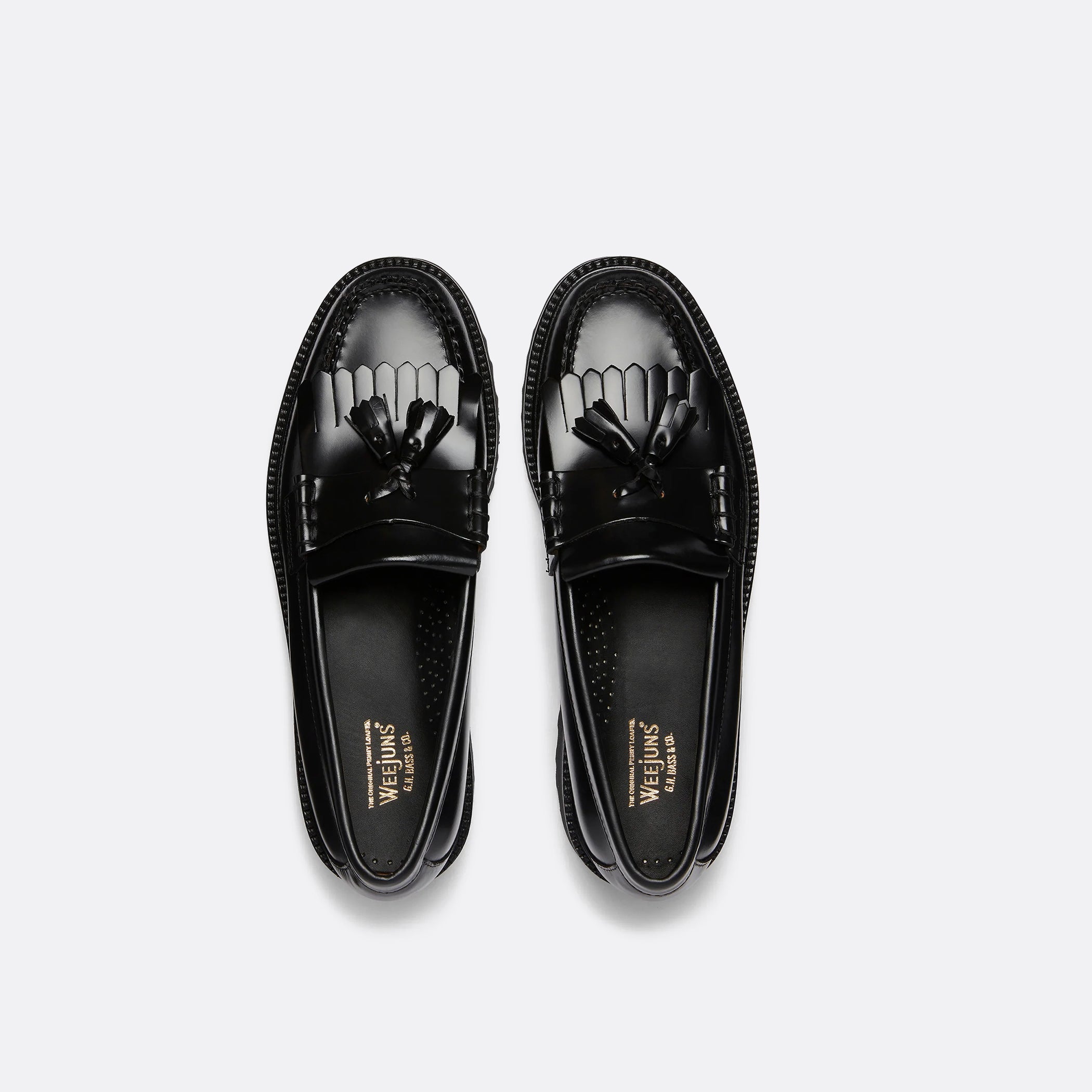 G.H Bass Weejuns 90s Layton II Kiltie Loafers in Black Leather