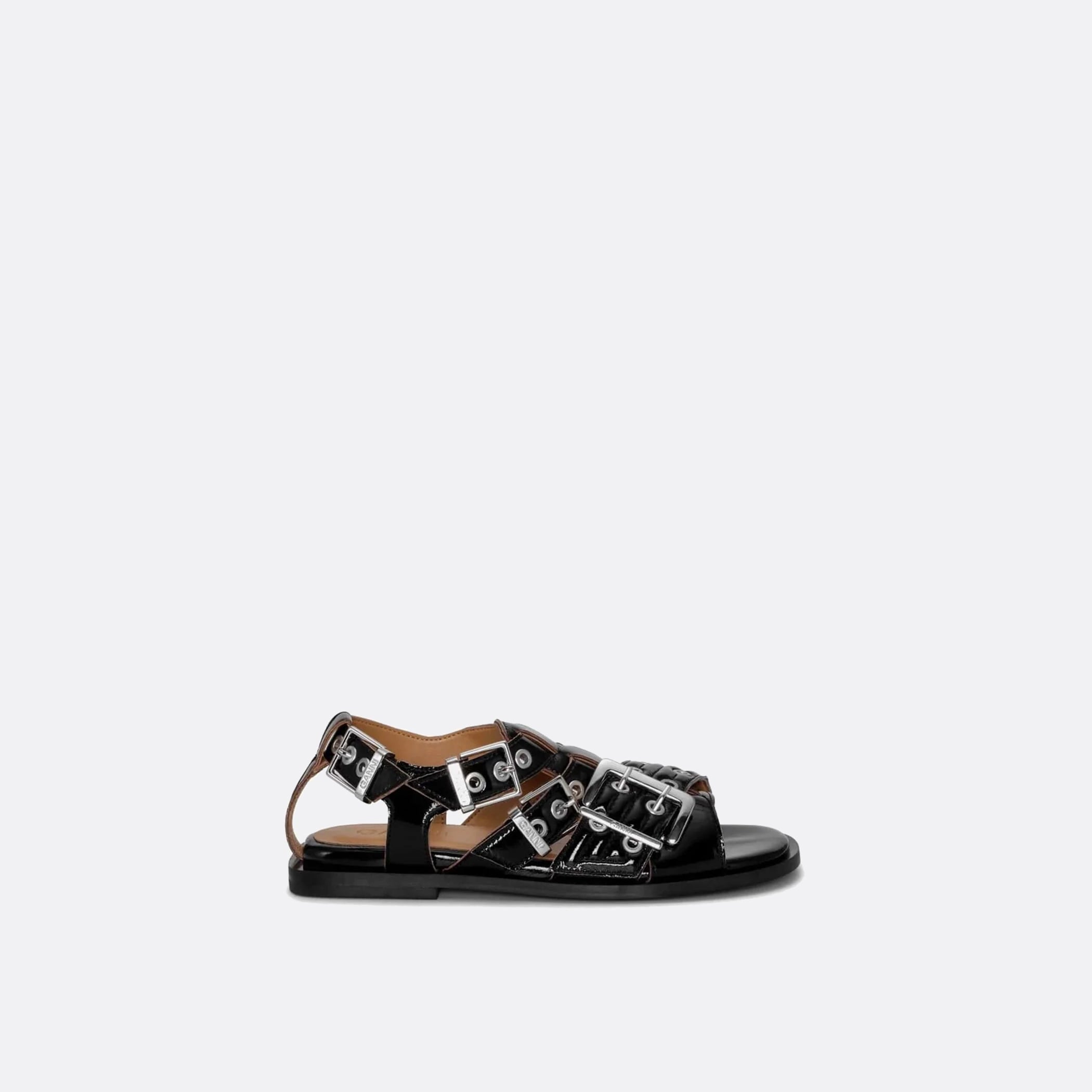 Buckle Flat Strap Naplack Sandal