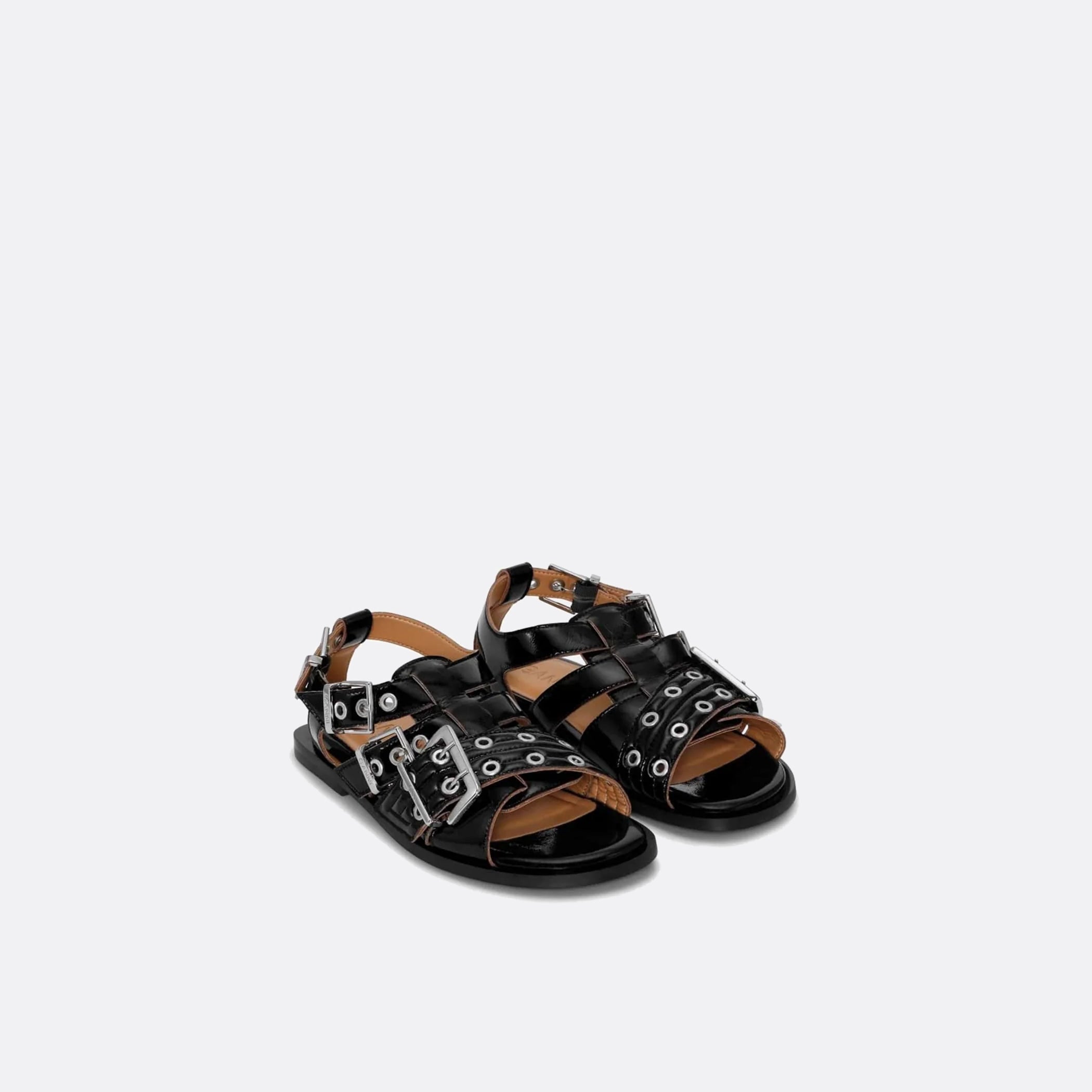 Buckle Flat Strap Naplack Sandal