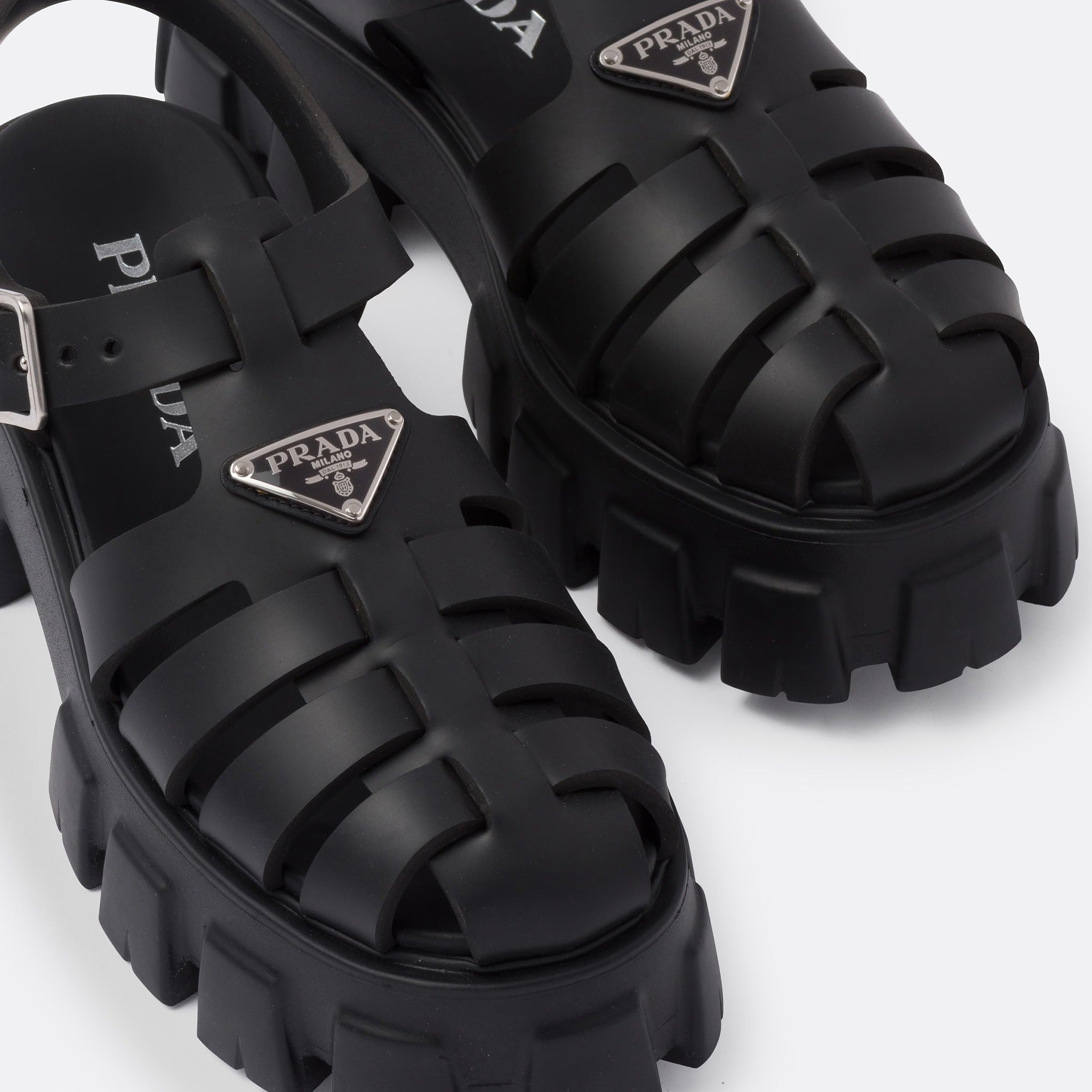 Rubber Monolith Sandals from Prada in Black