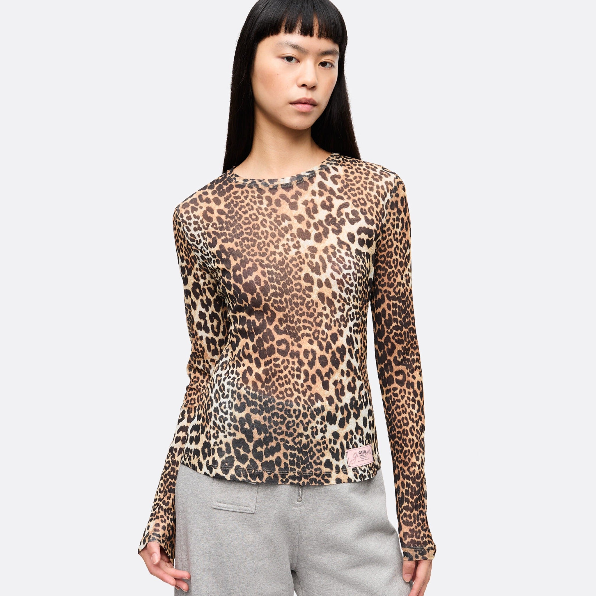 The Leopard Mesh Blouse from Ganni