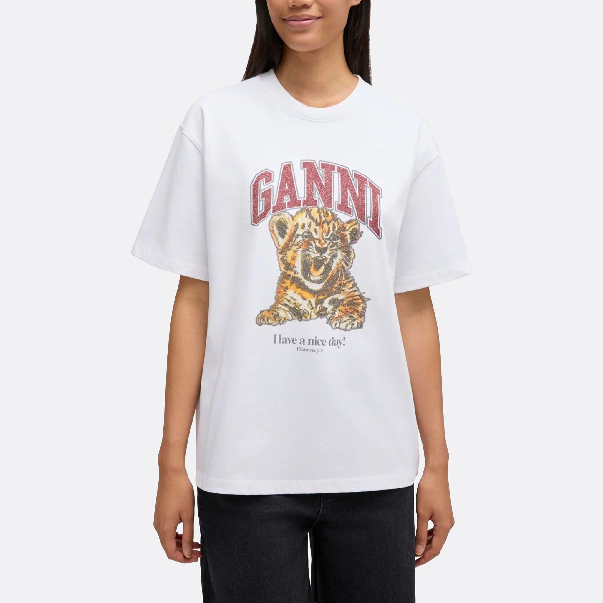 The Beaded Tiger Graphic T-Shirt from Ganni 