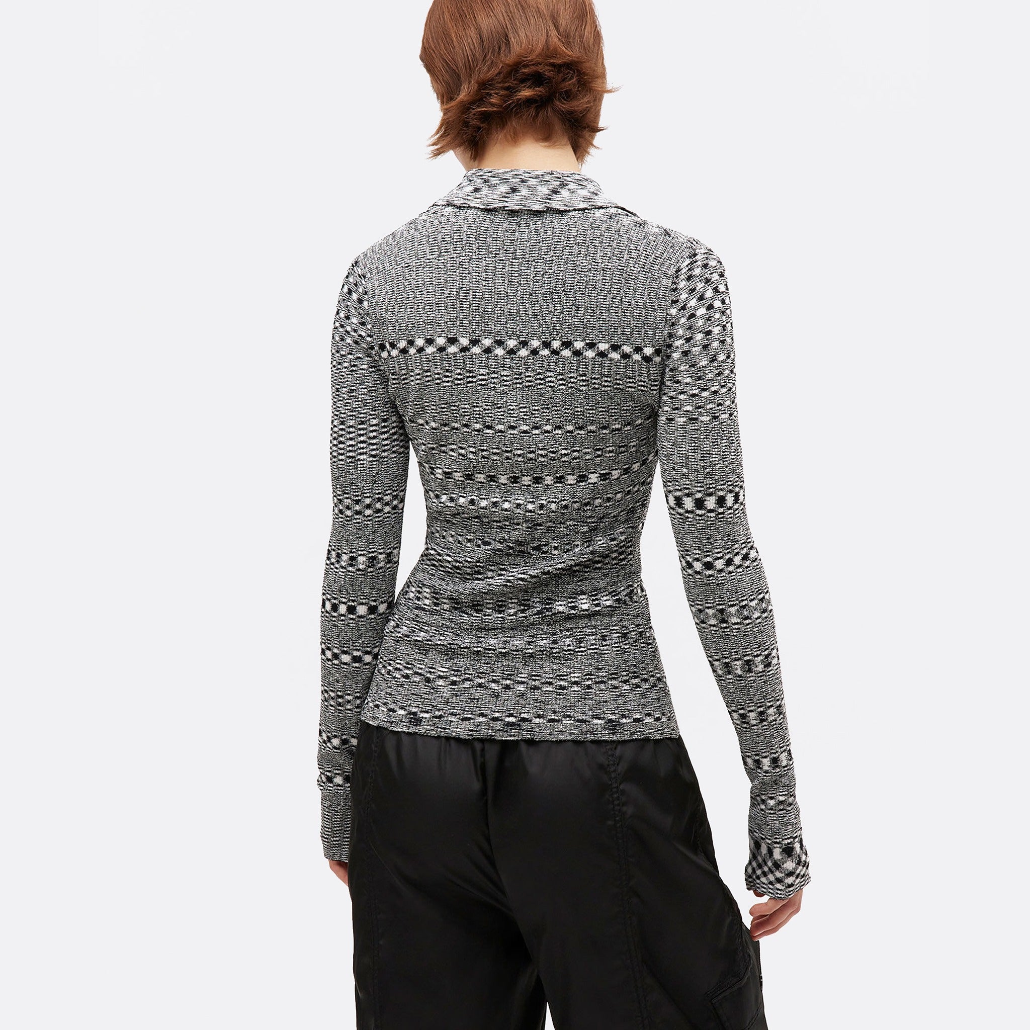 The Grey Striped Knitted Polo Shirt from Ganni