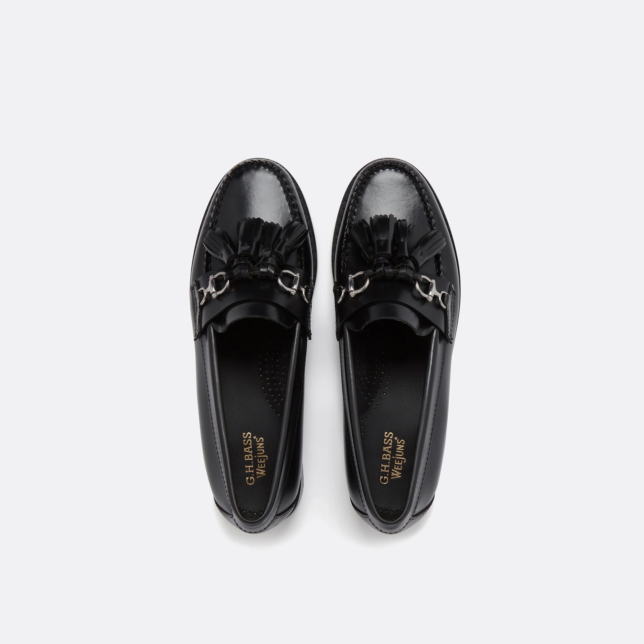 G.H Bass Weejuns Tetra Tassel Loafers in Black Leather
