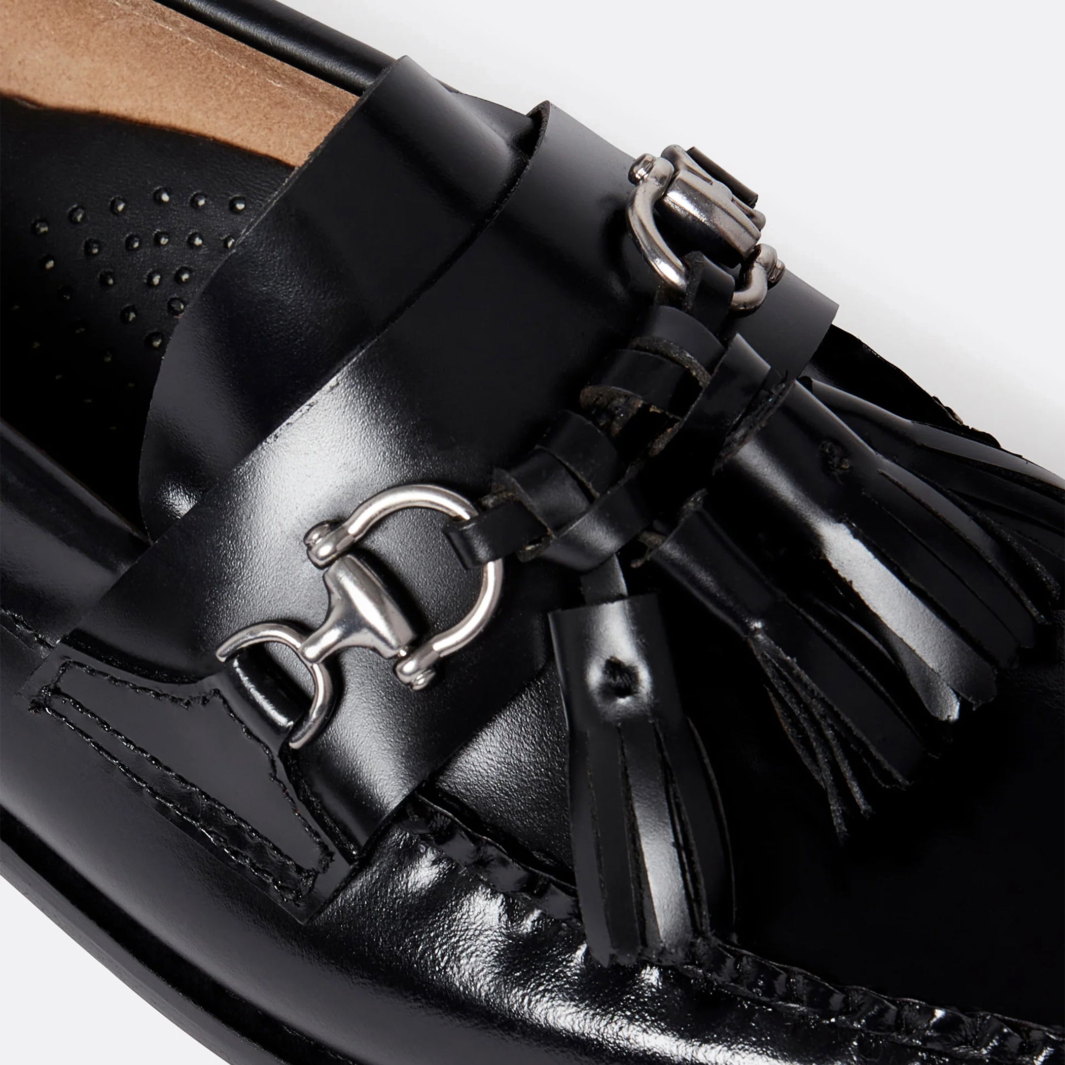 G.H Bass Weejuns Tetra Tassel Loafers in Black Leather