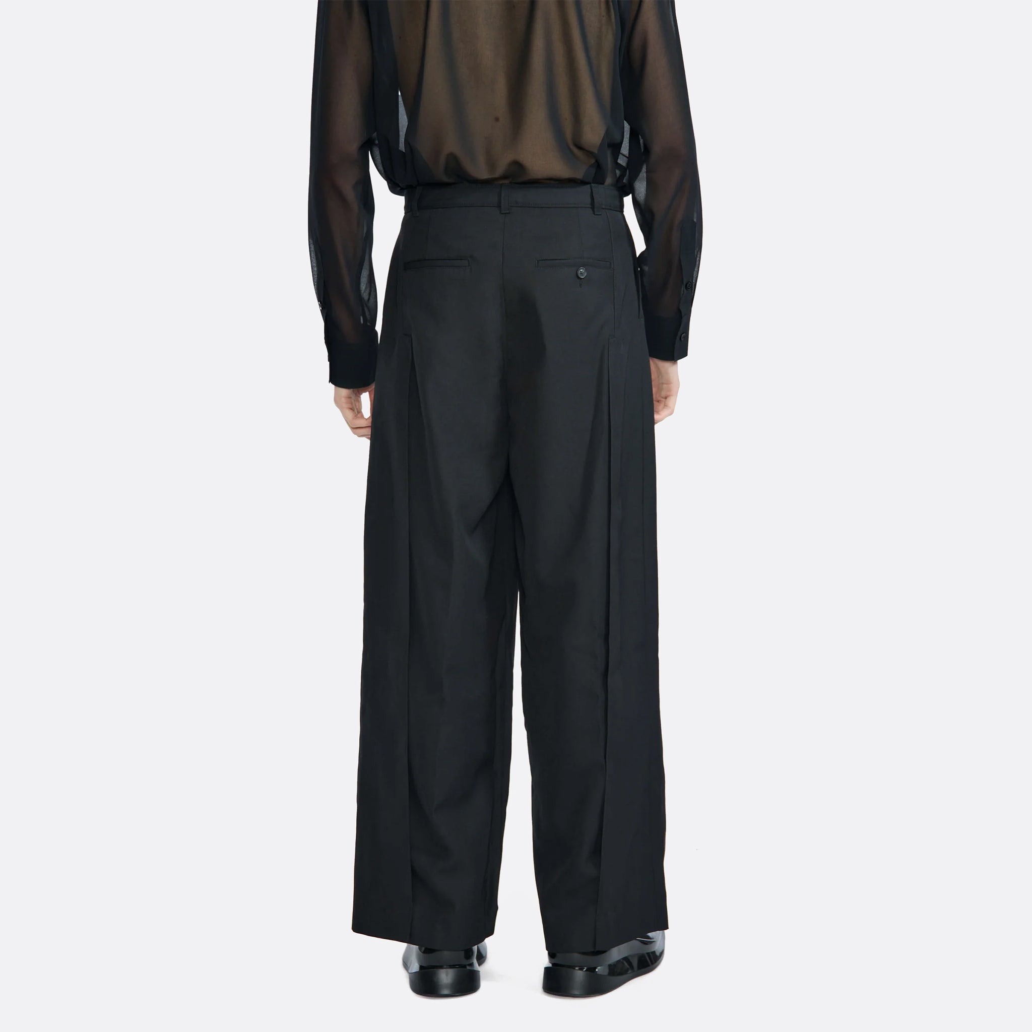 LGN Louis Gabriel Nouchi Pleated Suit Pants in Black