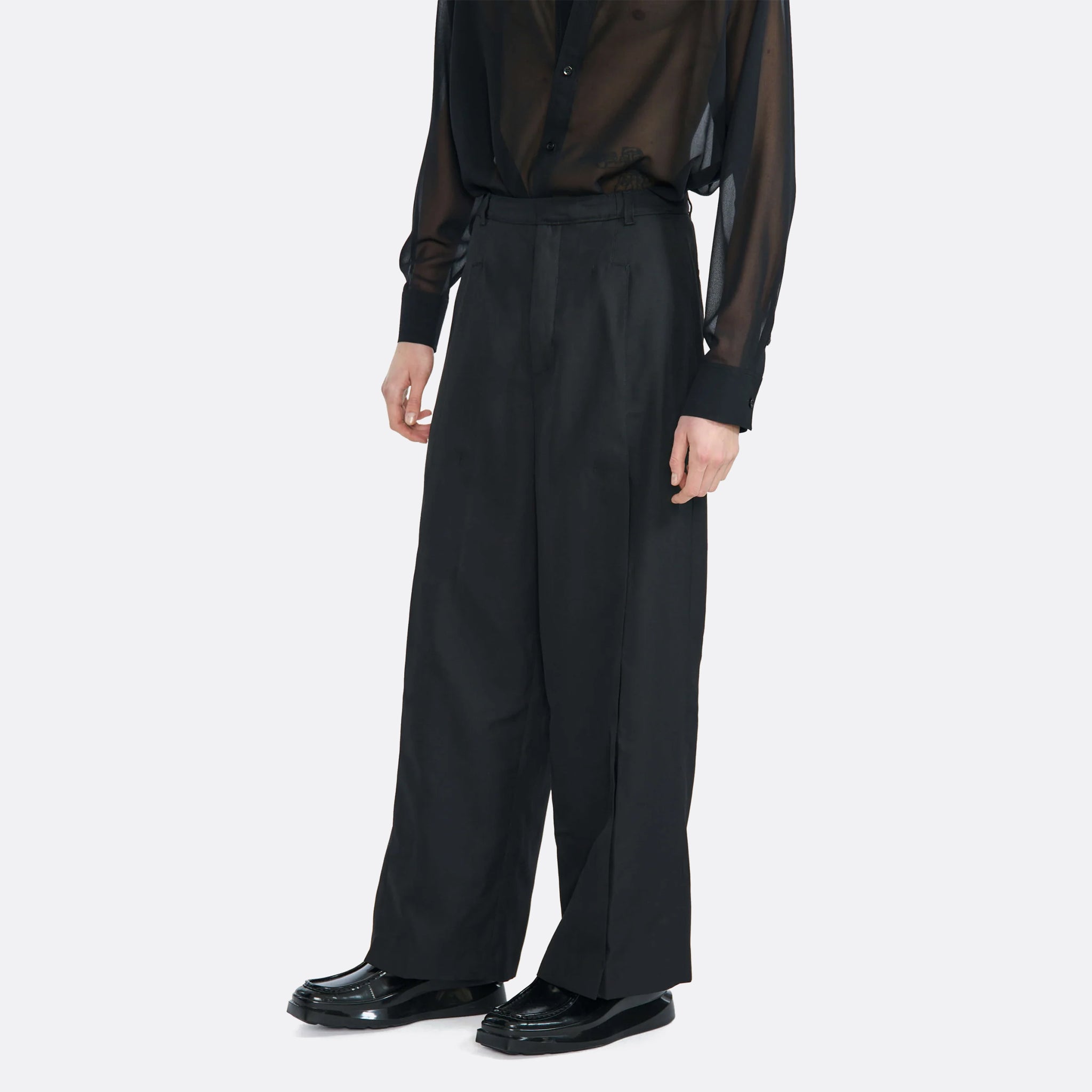 LGN Louis Gabriel Nouchi Pleated Suit Pants in Black