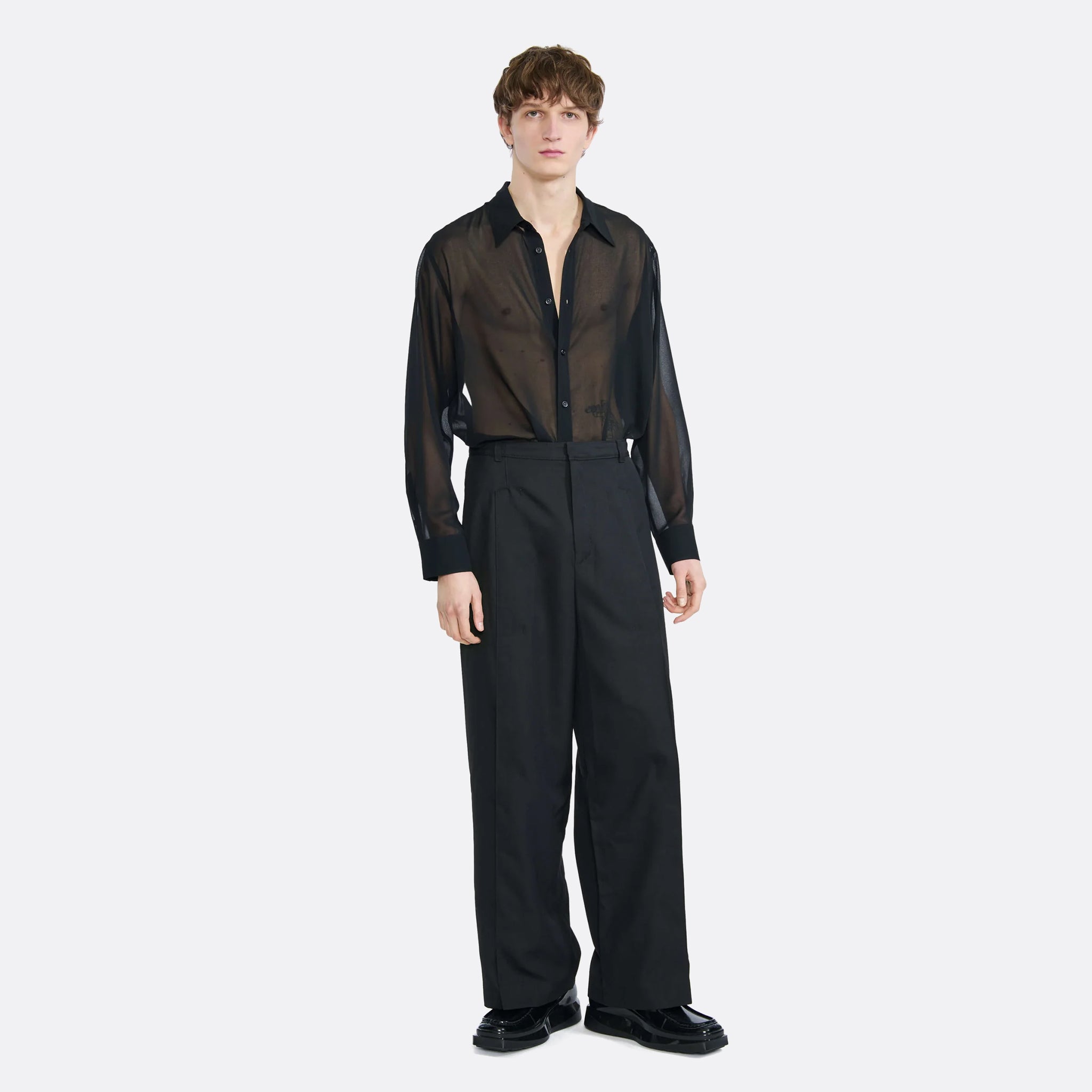 LGN Louis Gabriel Nouchi Pleated Suit Pants in Black