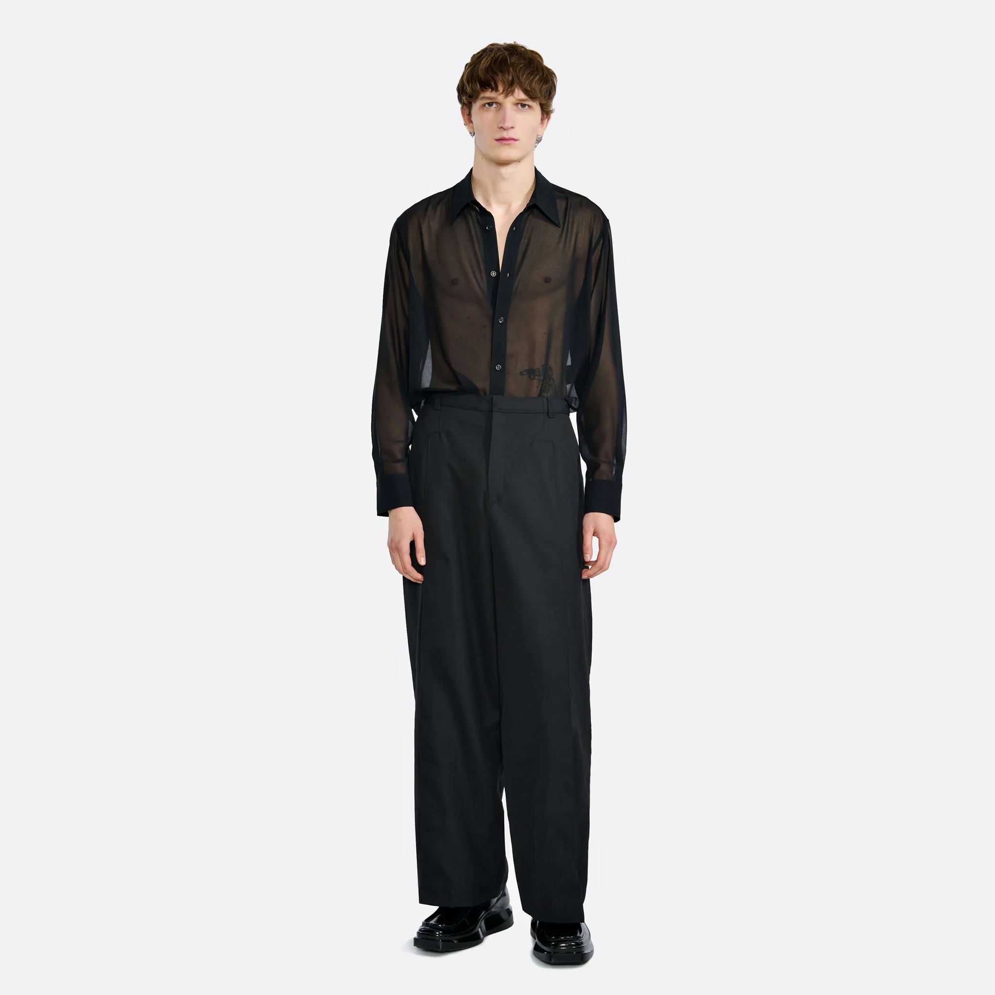 LGN Louis Gabriel Nouchi Classic Transparent Shirt in Black