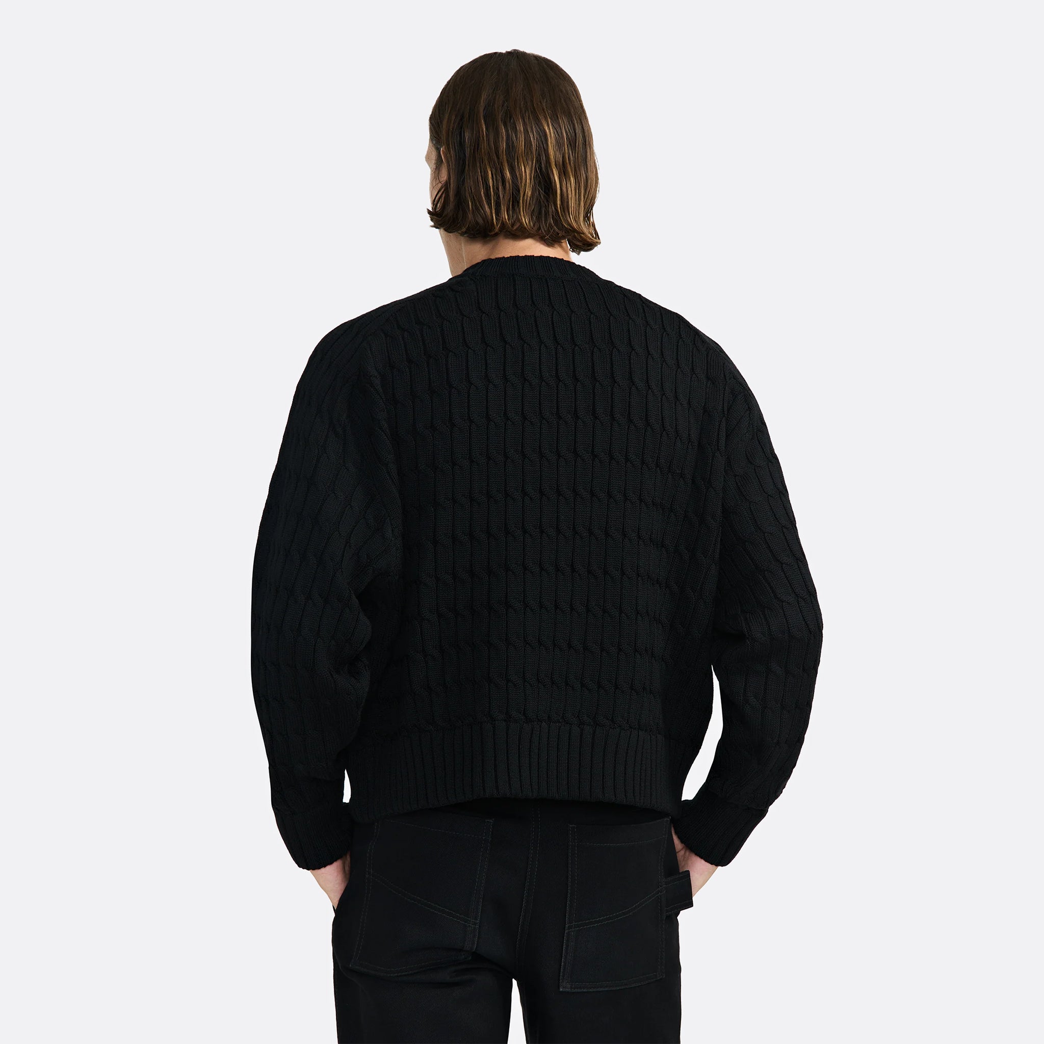 LGN Louis Gabriel Nouchi Cable-Knit Pullover in Black