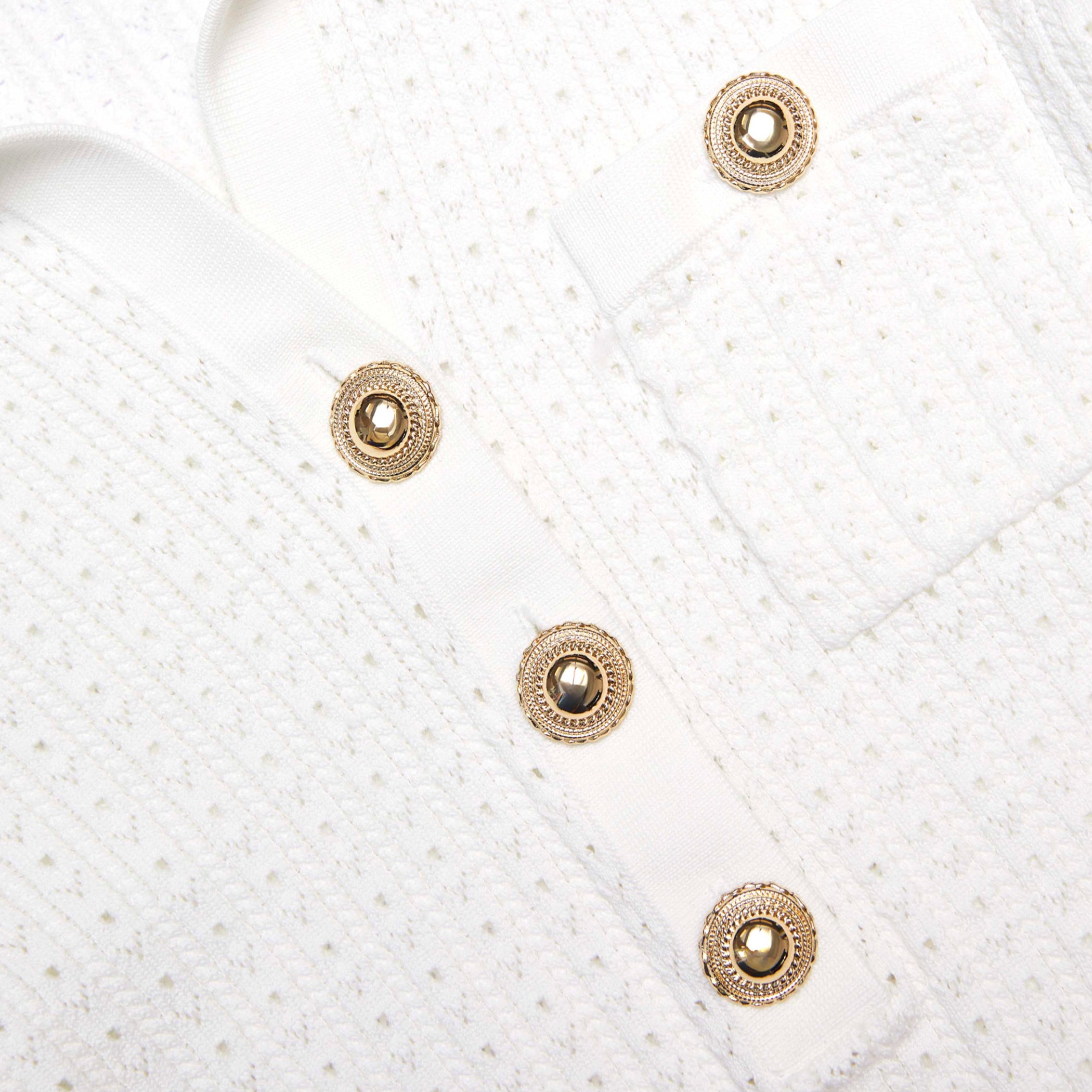 Self-Portrait White Pointelle Knit Top