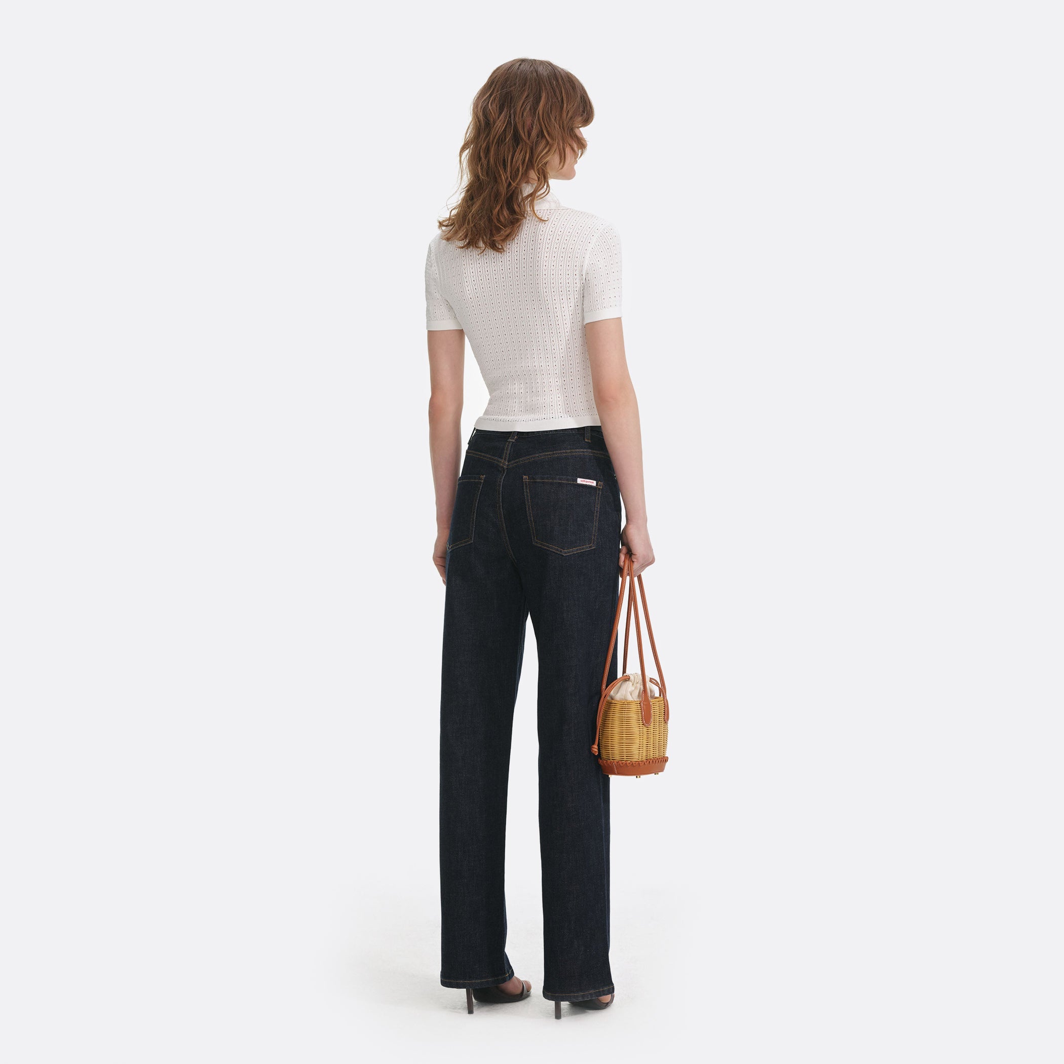 Self-Portrait White Pointelle Knit Top