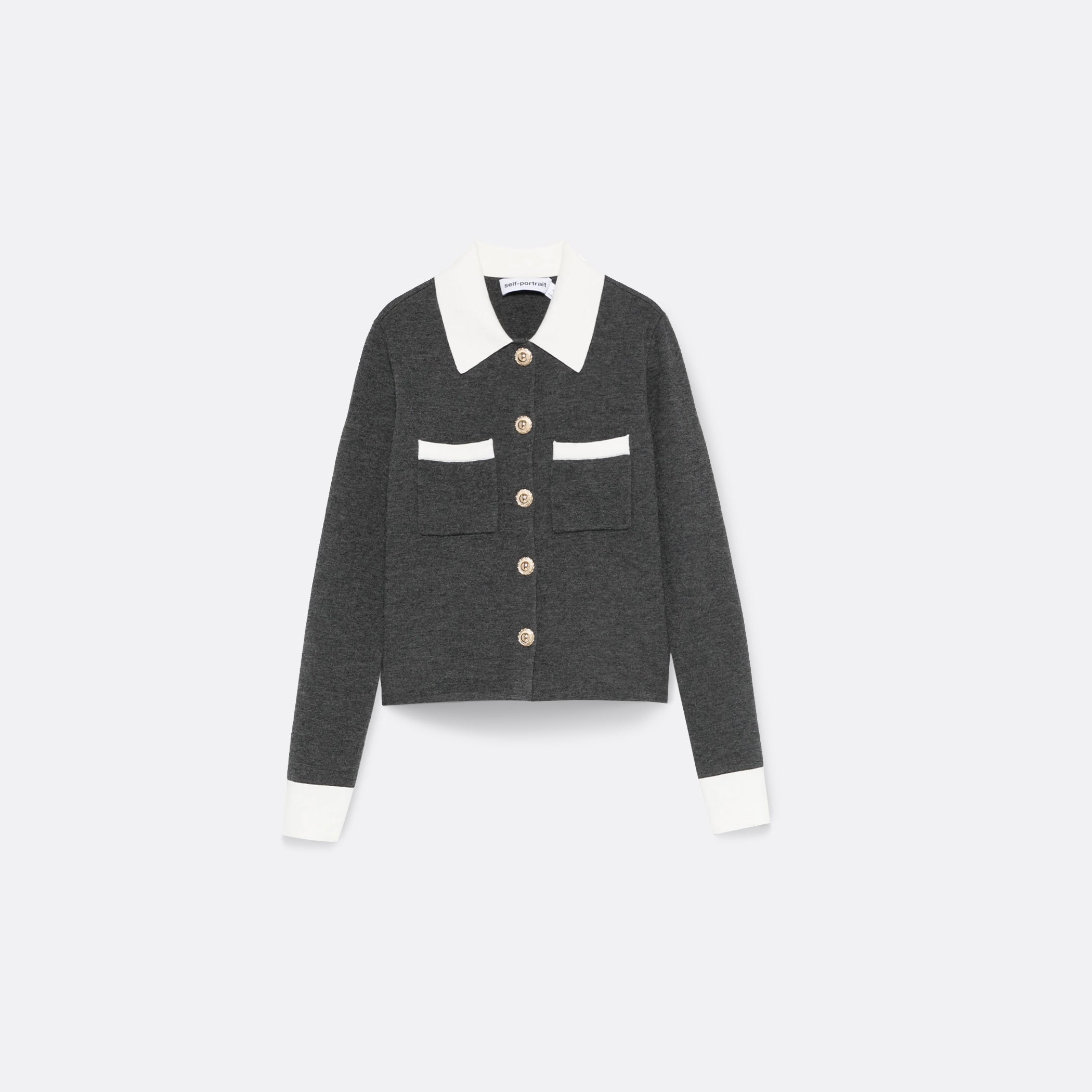 Self-Portrait Contrast Collar Cardigan