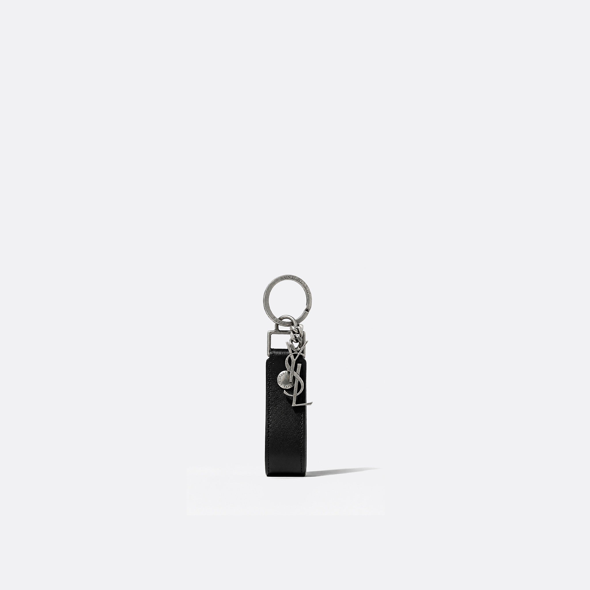Leather and Burnished Silver-Tone Keyring&nbsp;from Saint Laurent