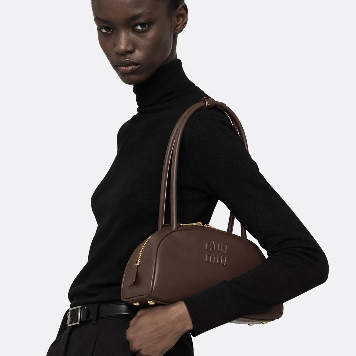 Beau Leather Shoulder Bag from Miu Miu