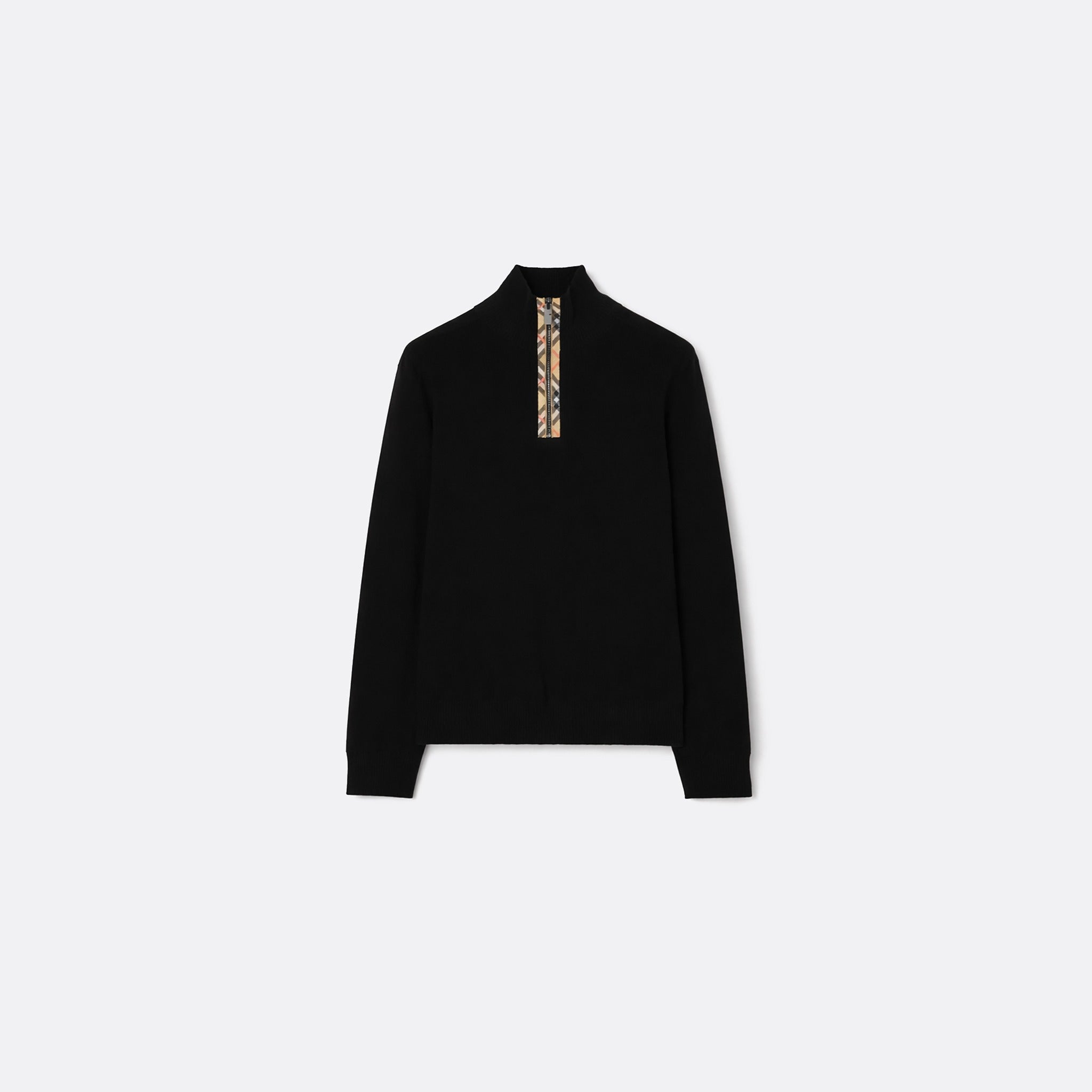 The Check Trim Wool Half-zip Sweater from Burberry 