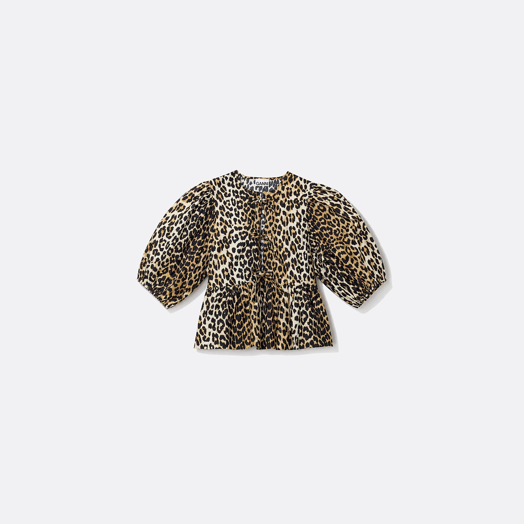 Leopard Poplin Peplum Blouse from GANNI