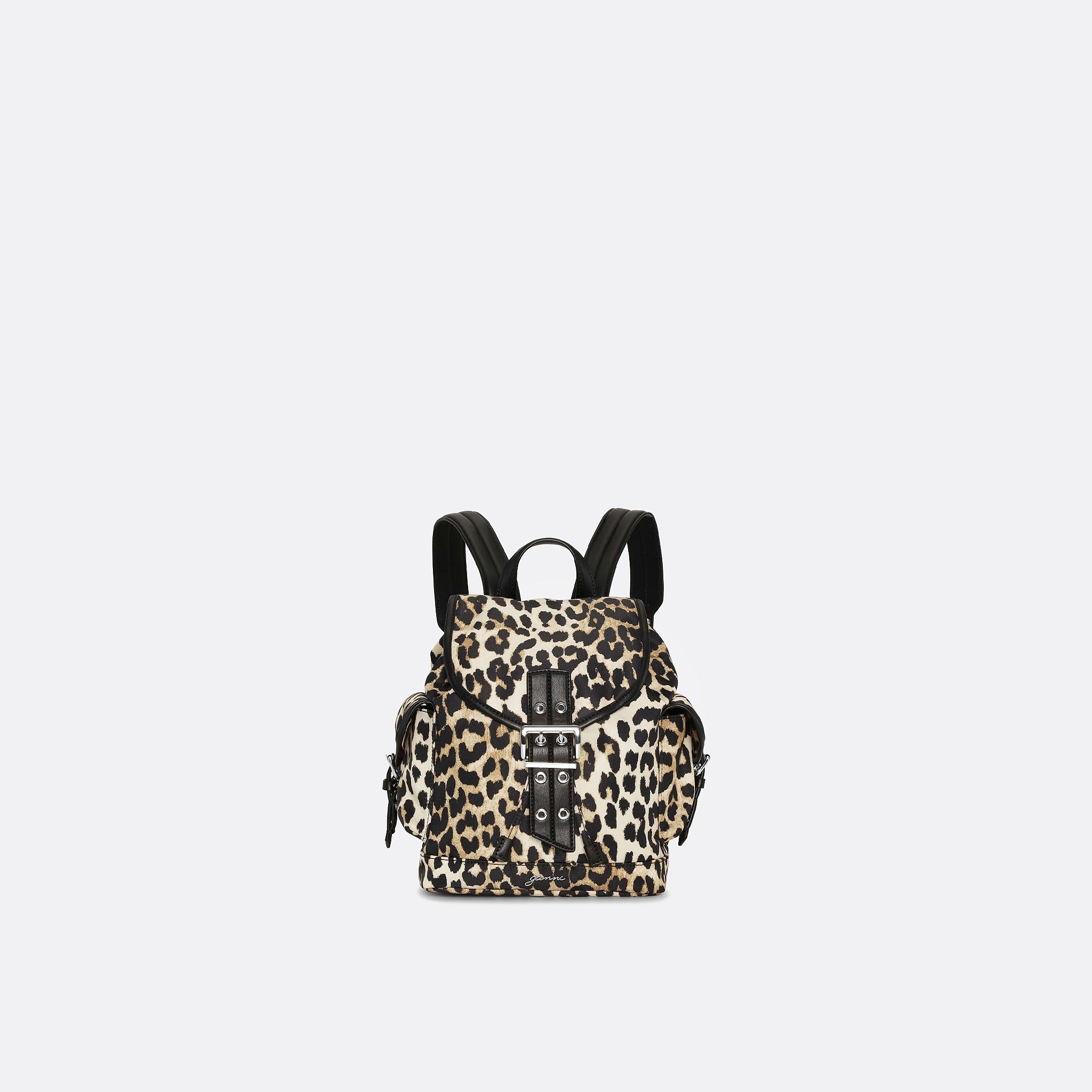 The Leopard Small Nylon Bucky Backpack from Ganni