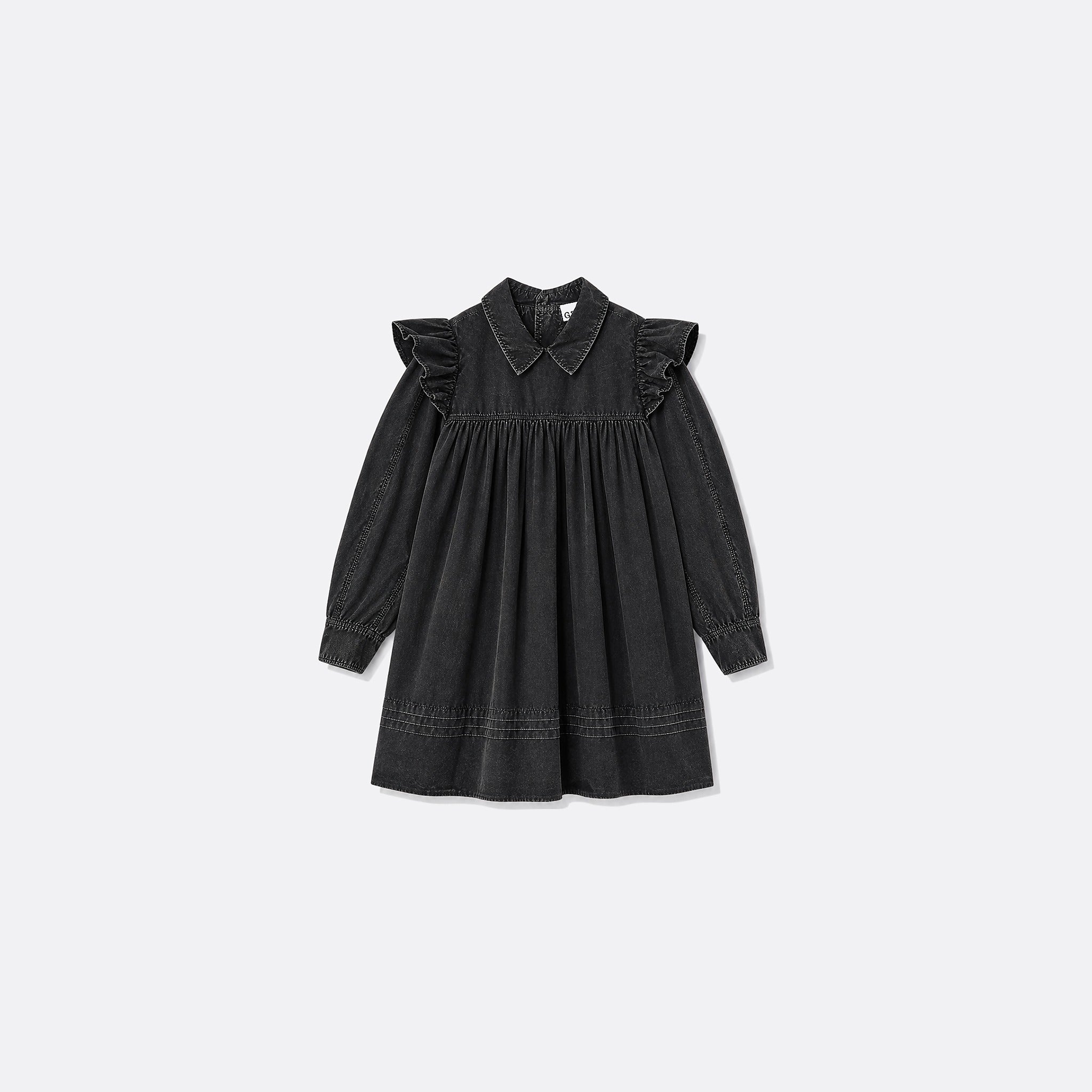 Ganni Washed Mini Shirt Dress in Black