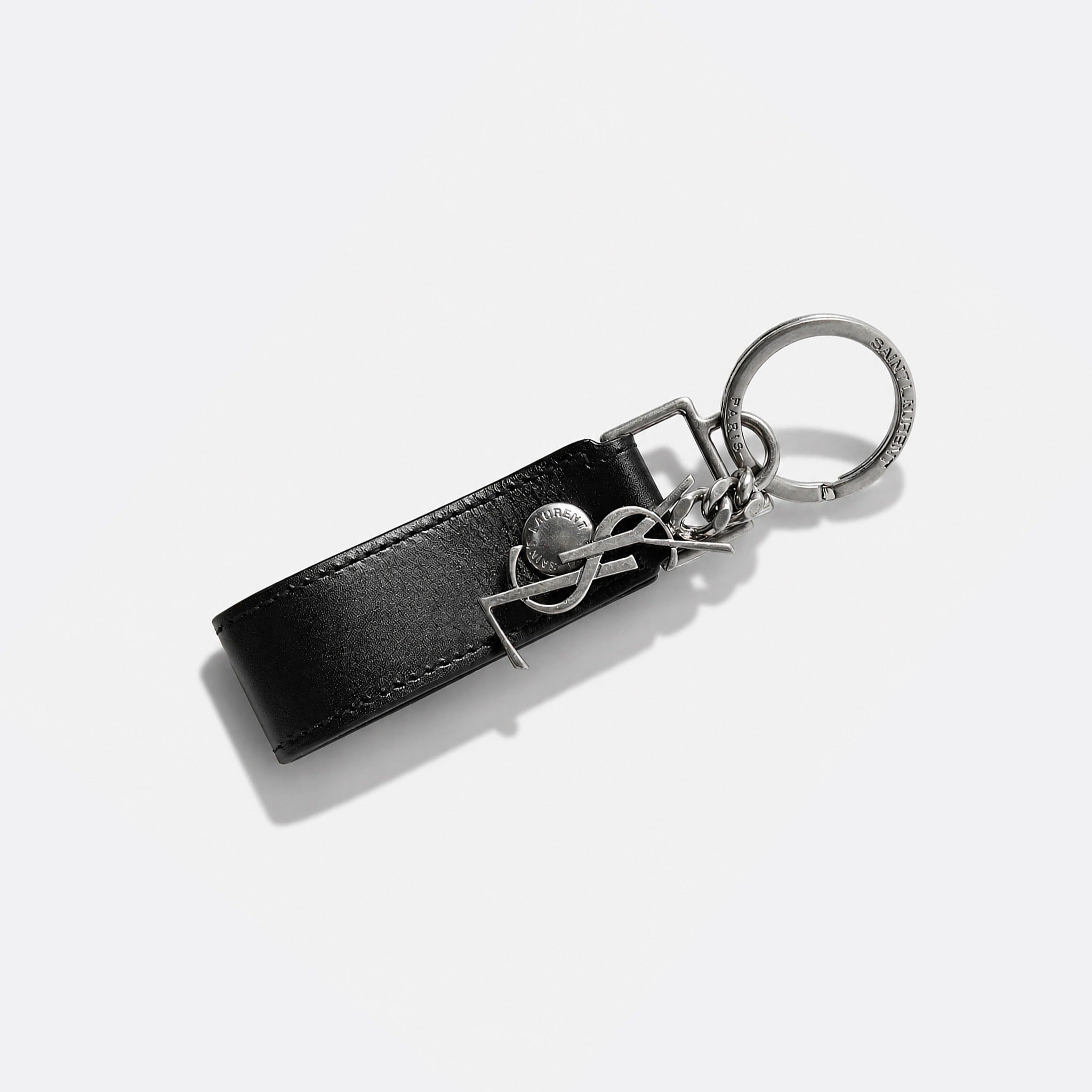 Leather and Burnished Silver-Tone Keyring&nbsp;from Saint Laurent