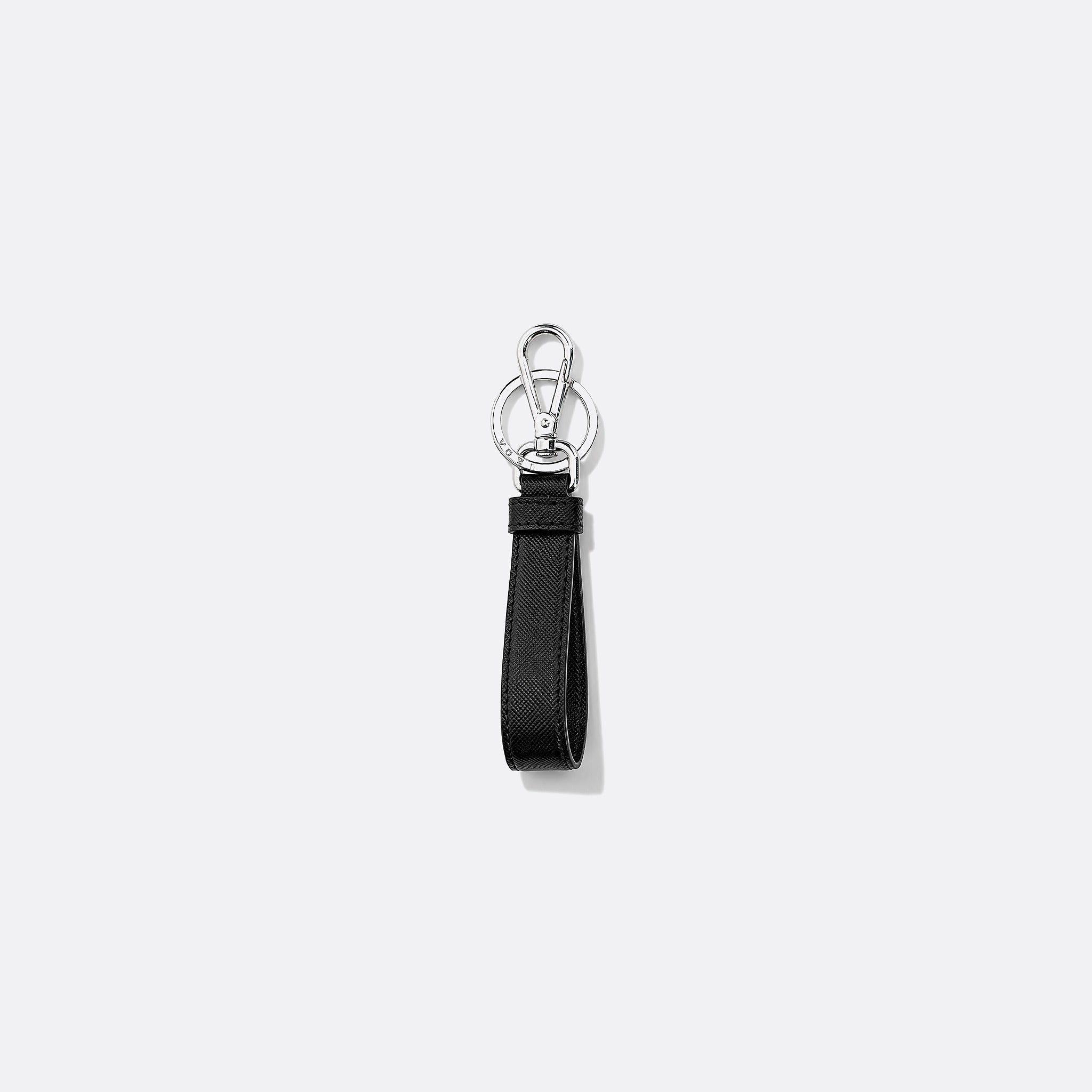 Prada Saffiano Leather Keychain in Black
