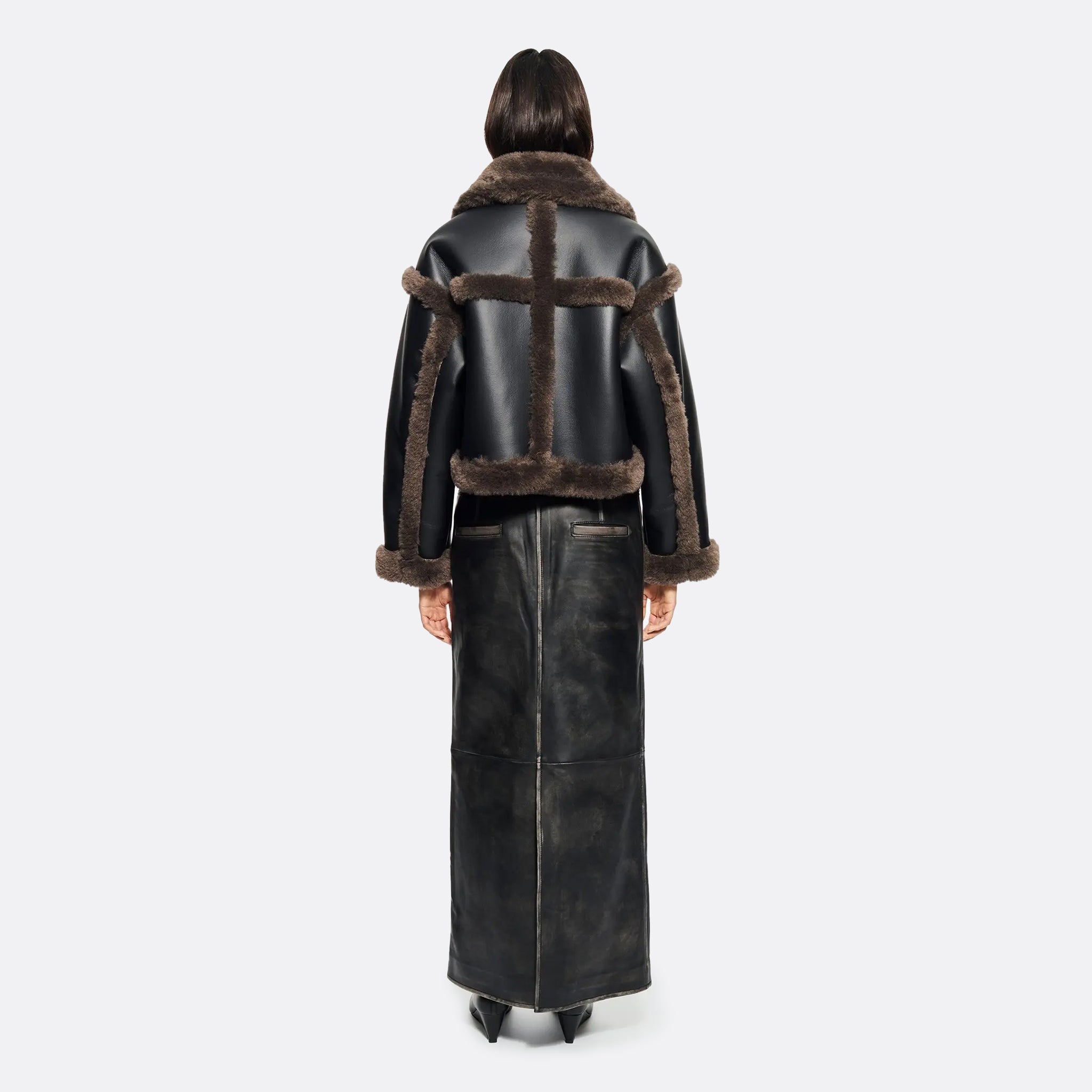 STAND STUDIO Kristy Jacket in Dark Brown and black