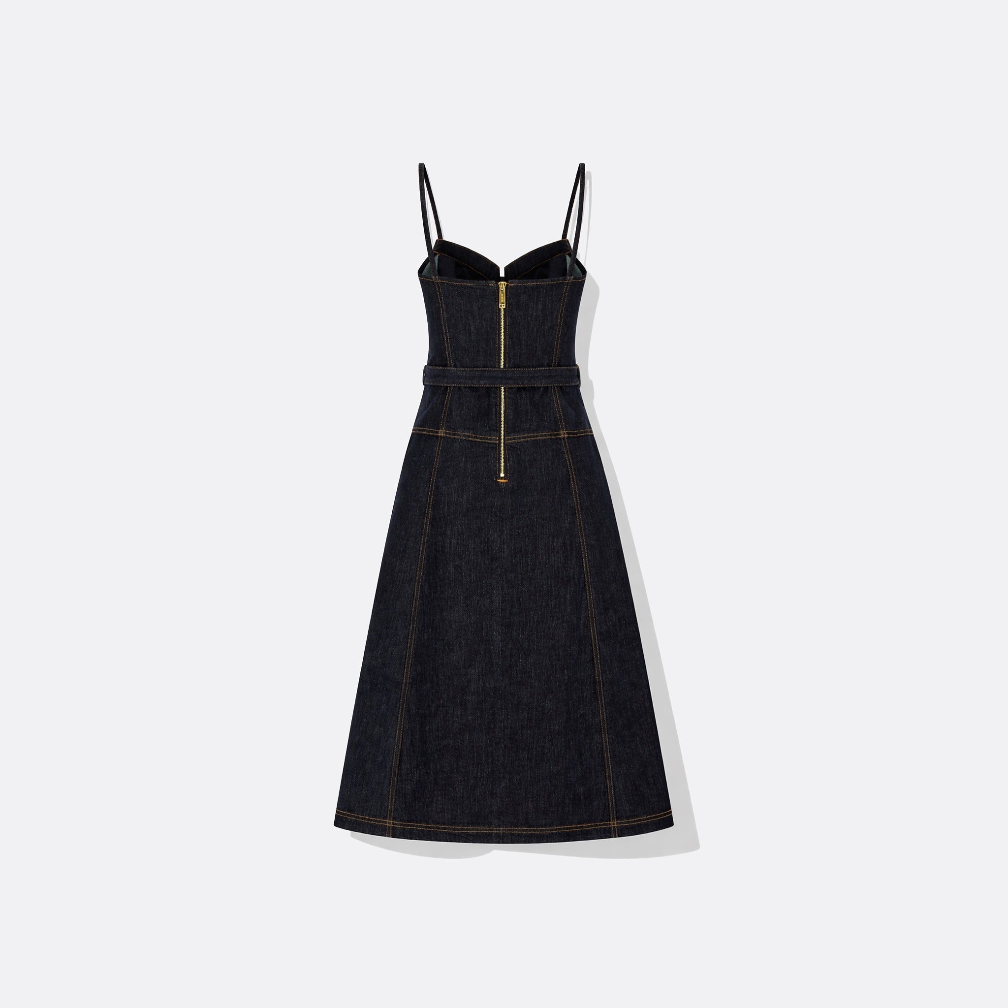 Indigo Denim Flared Midi Dress from Self-Portrait