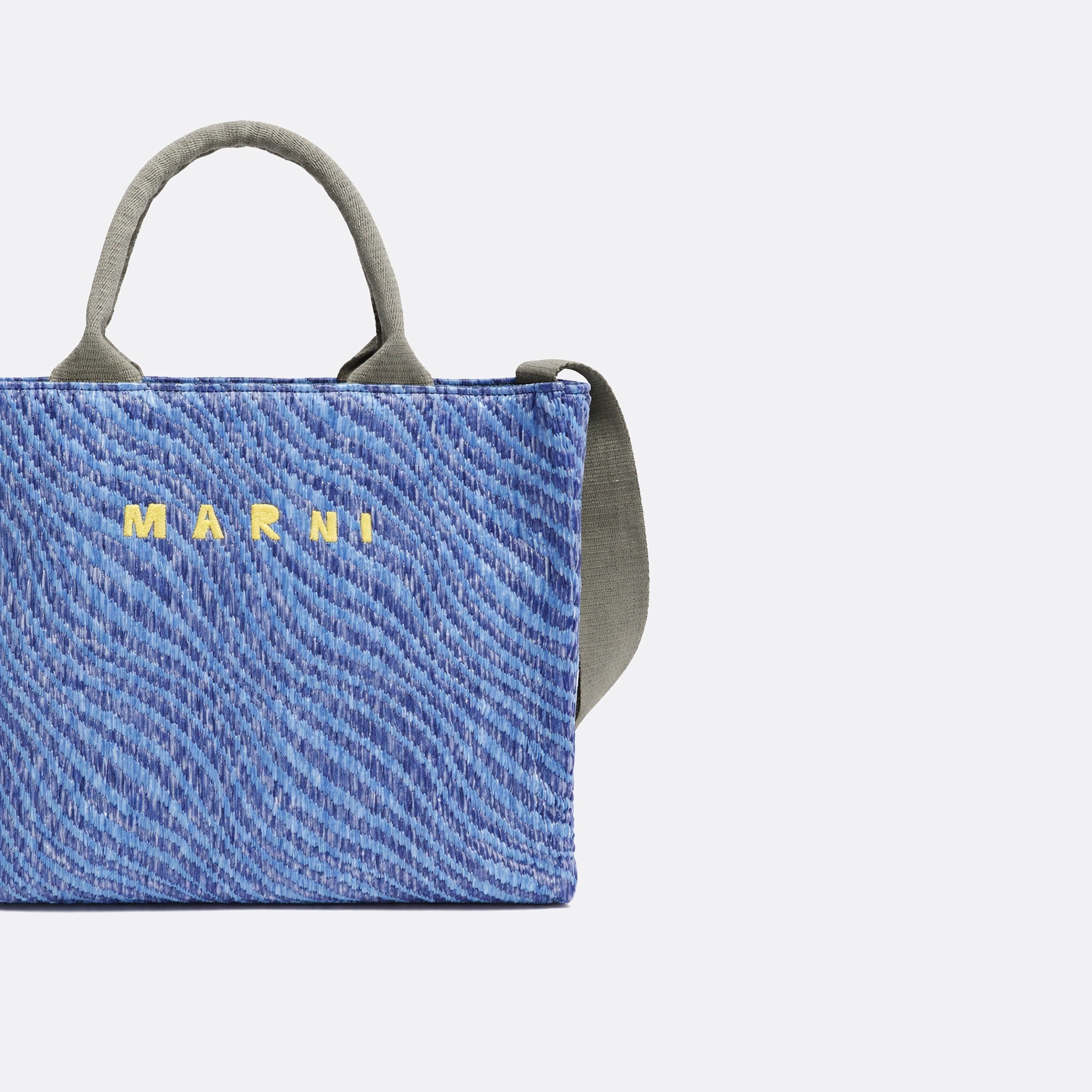 Wavy Raffia-Effect Small Tote Bag from Marni