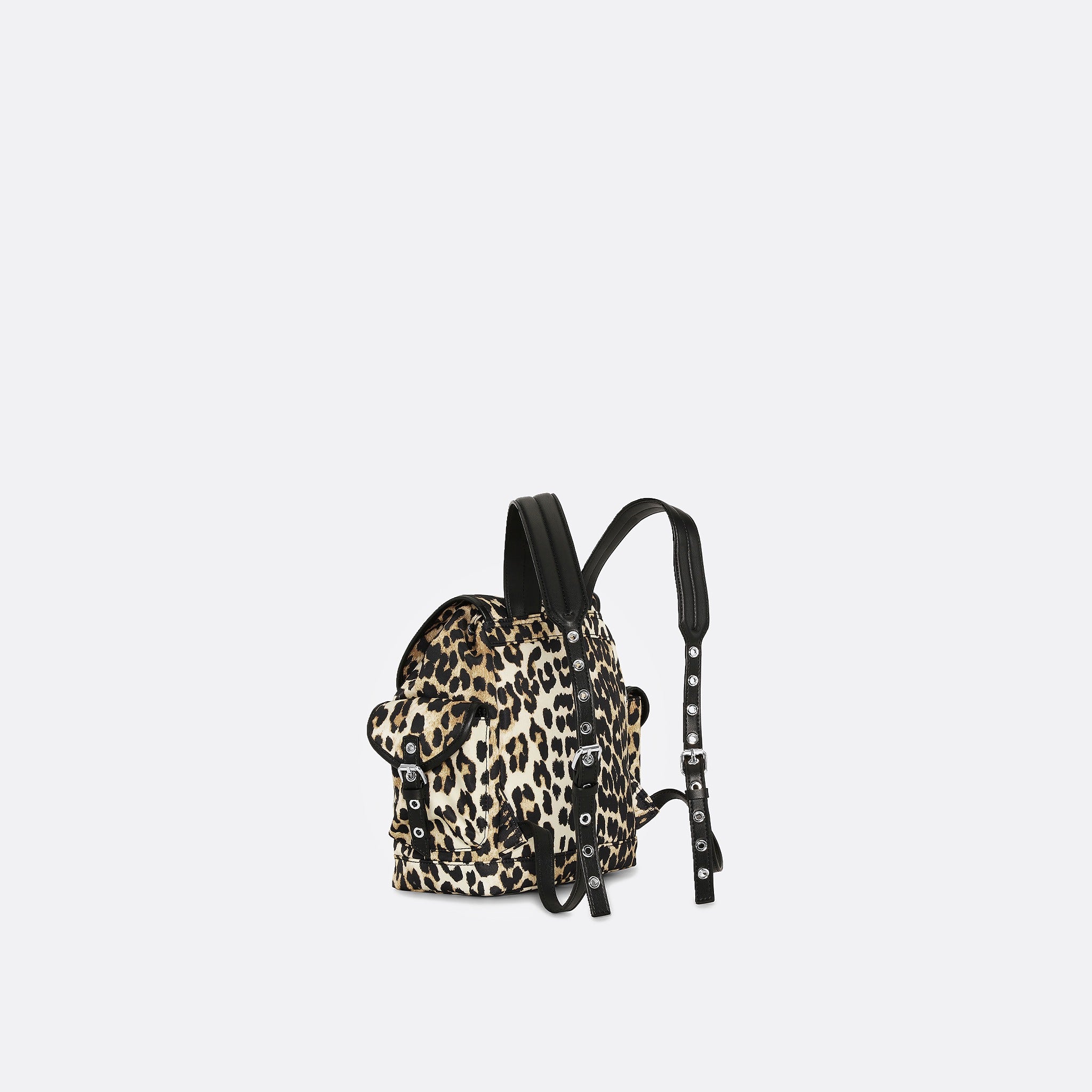 The Leopard Small Nylon Bucky Backpack from Ganni