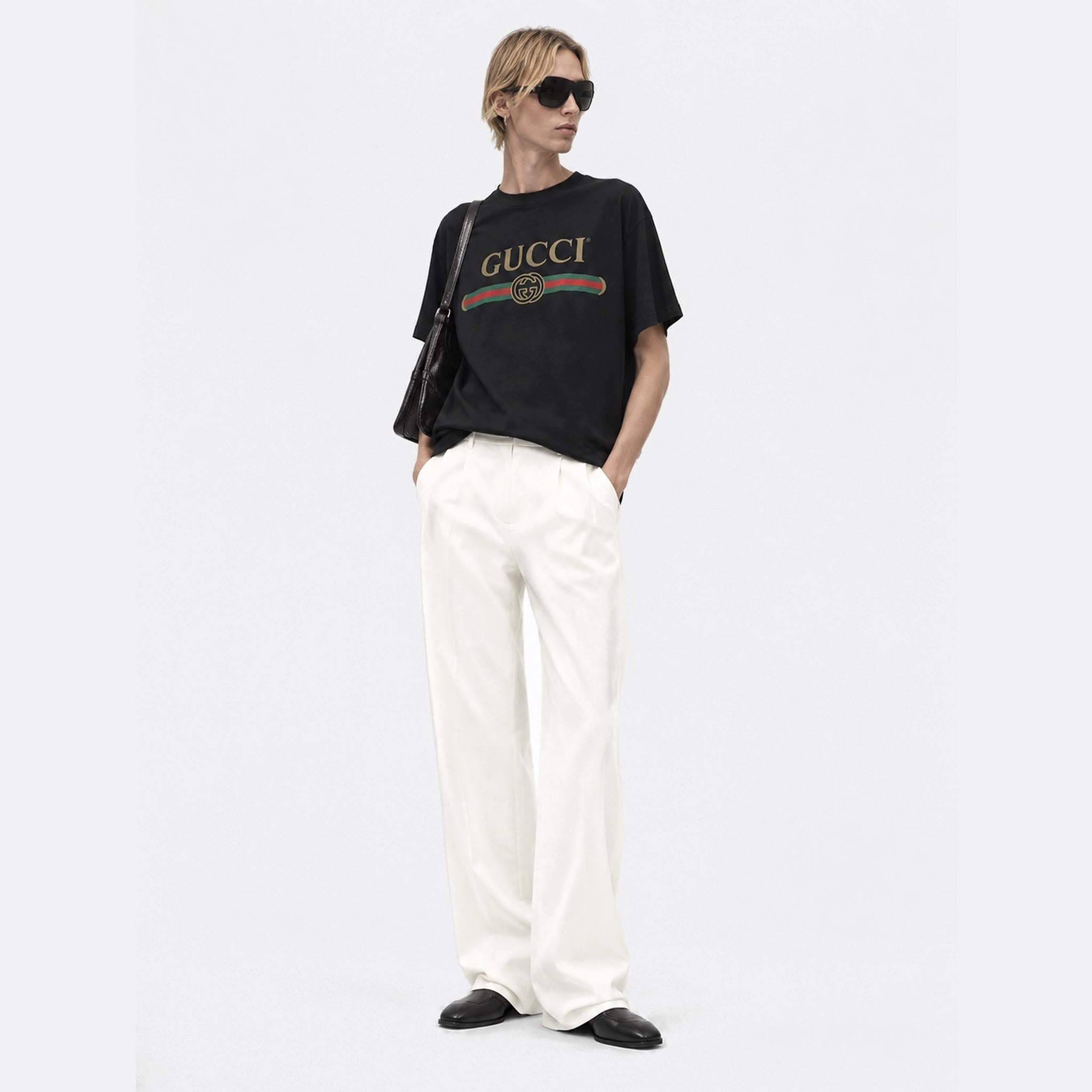 Cotton Jersey and Silk T-Shirt with Interlocking G Print from Gucci
