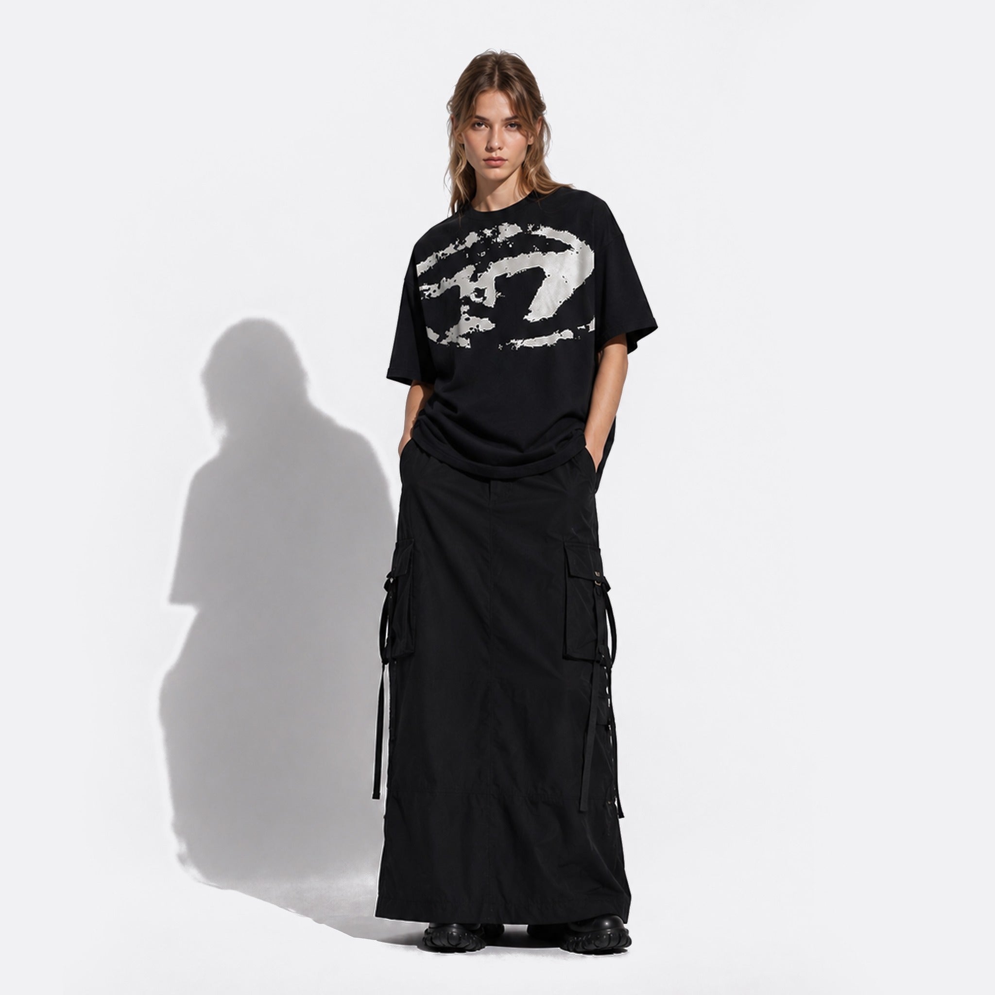 Distressed T-Shirt with Flocked Oval D Logo from Diesel