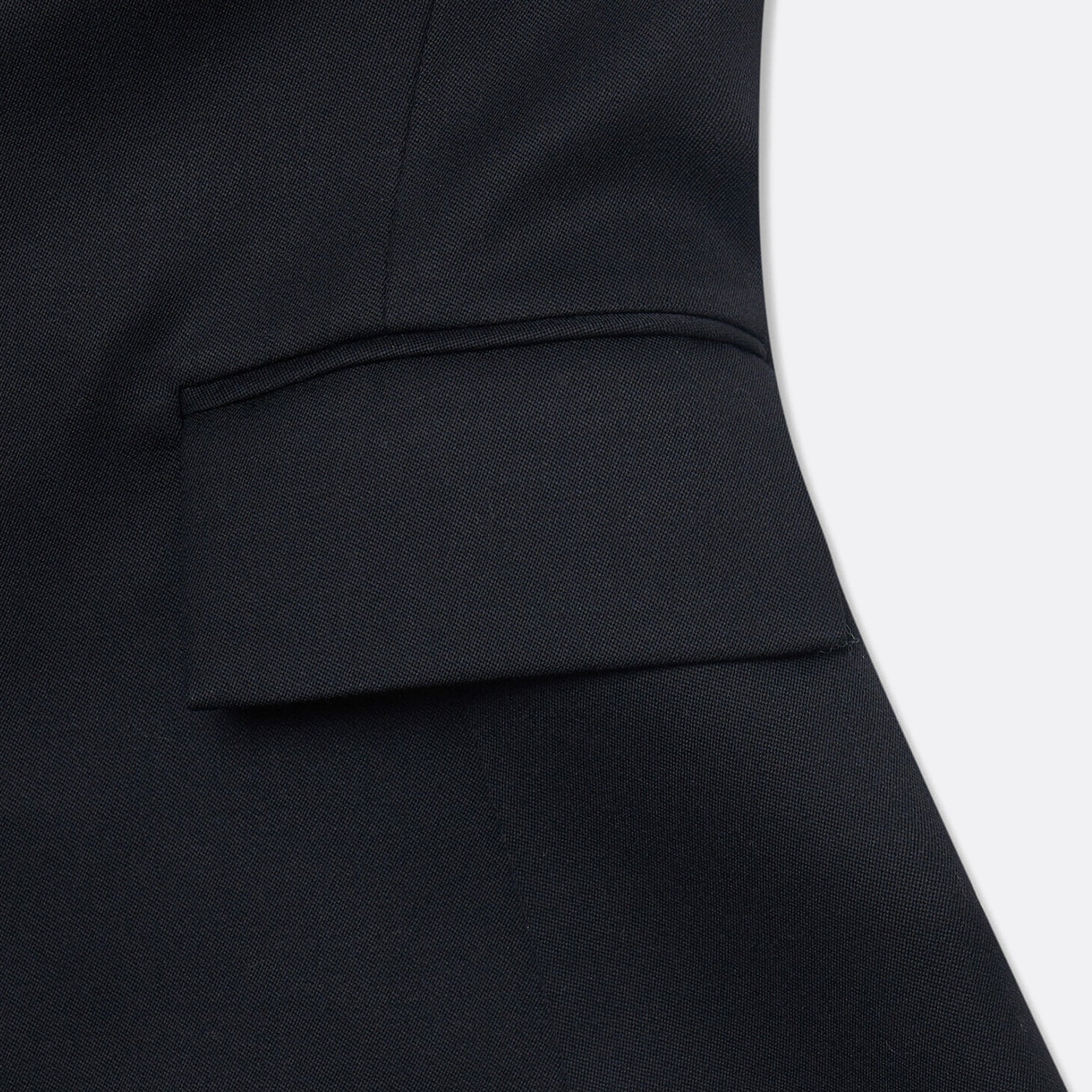 Pearl Buttons Wool Blend Bustier Mini Dress in Black