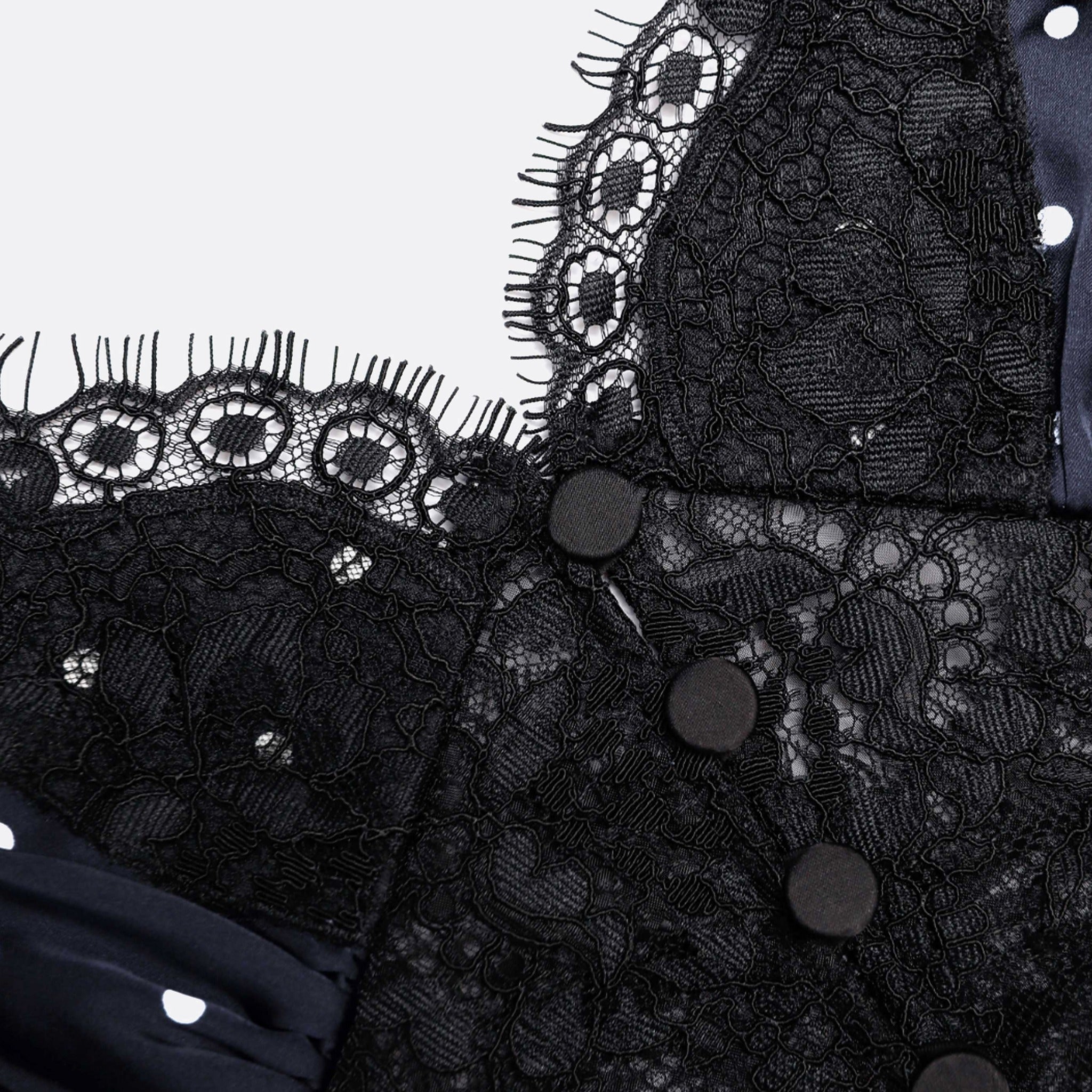 Polka Dot Satin Lace Maxi Dress by Self-Portrait