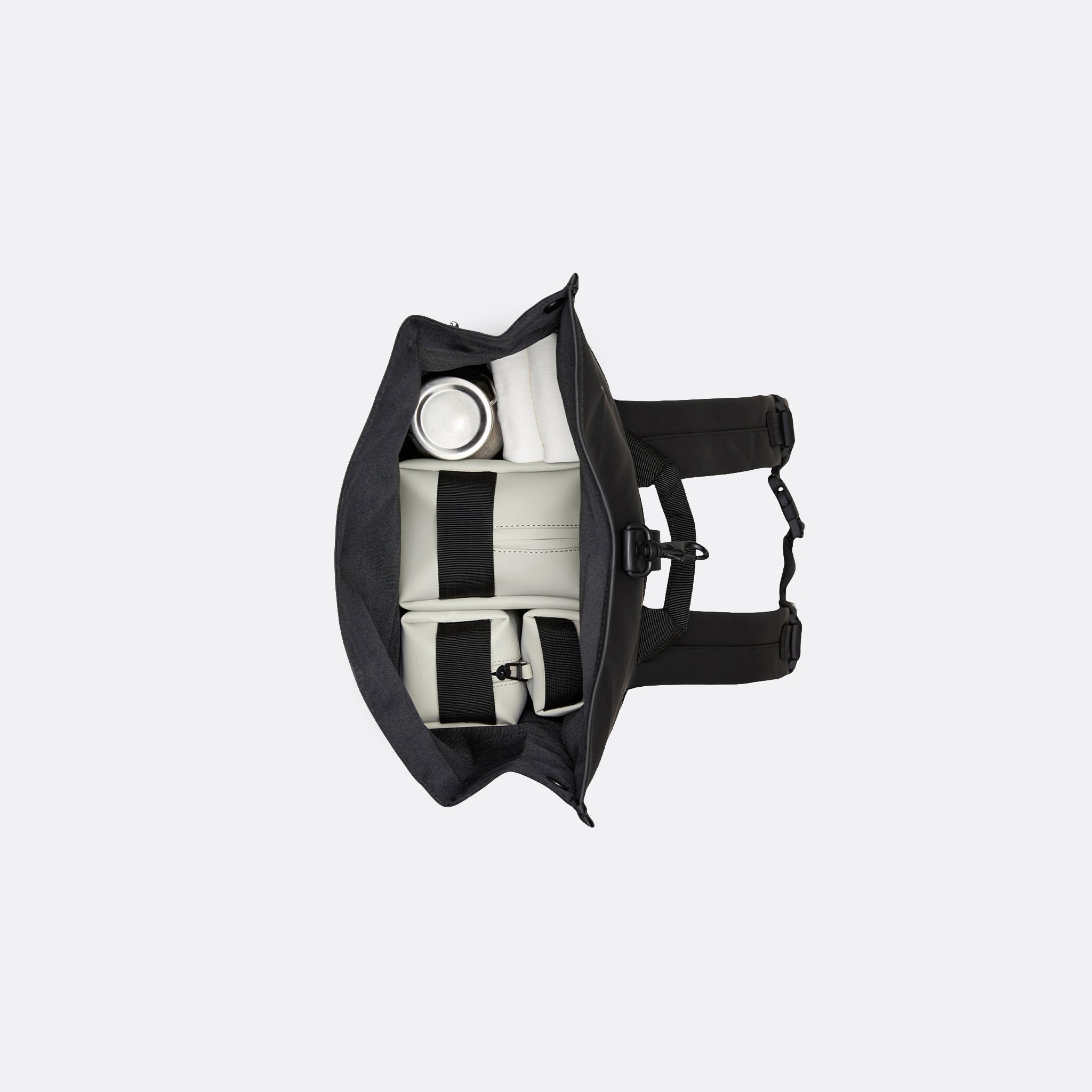 RAINS Rolltop Rucksack in Black